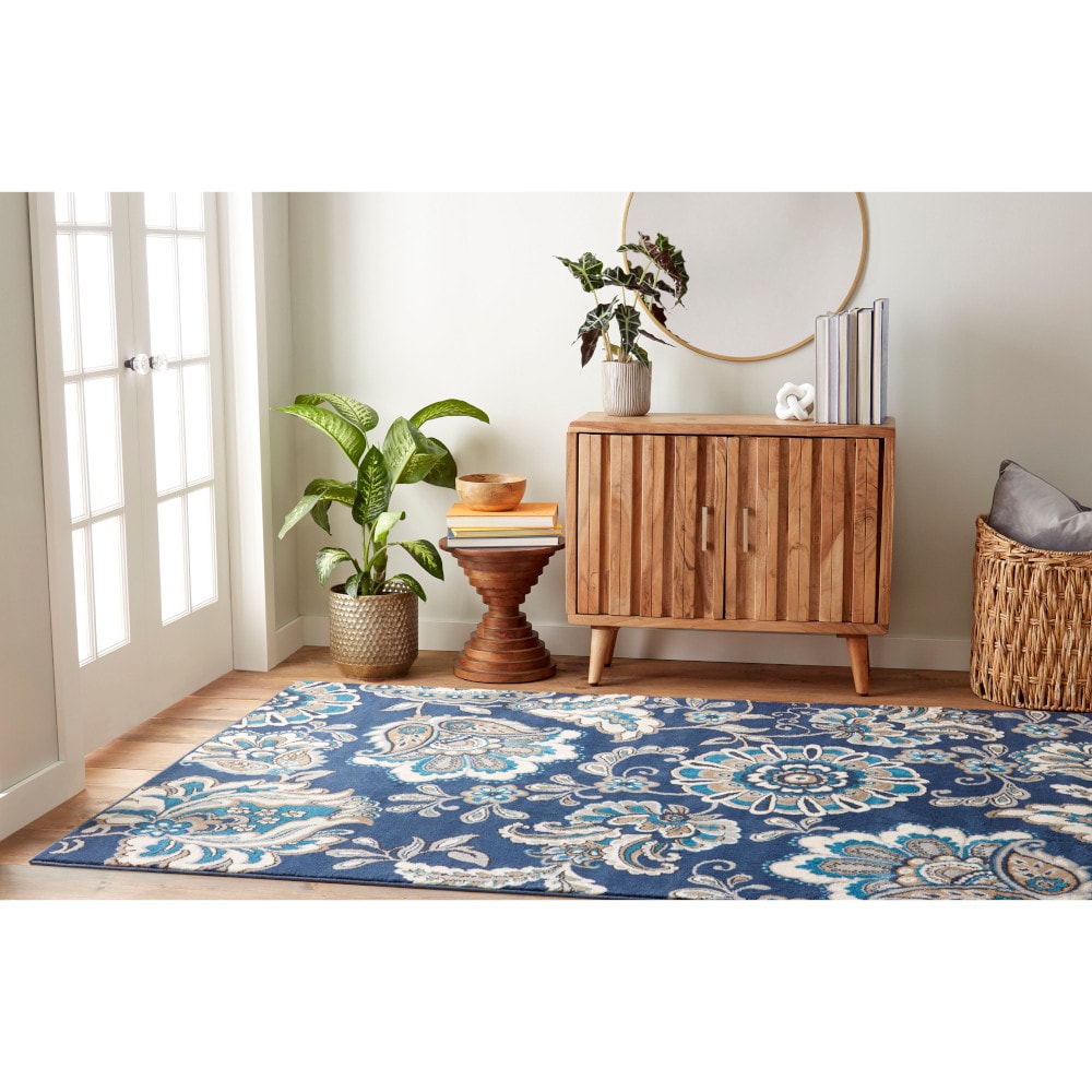 Home Dynamix 2N-HD5714-300 Tremont Lincoln 5 x 7 (ft) Loomed Polypropylene Navy Blue Rectangular Indoor Floral/Botanical Bohemian/Eclectic Area rug