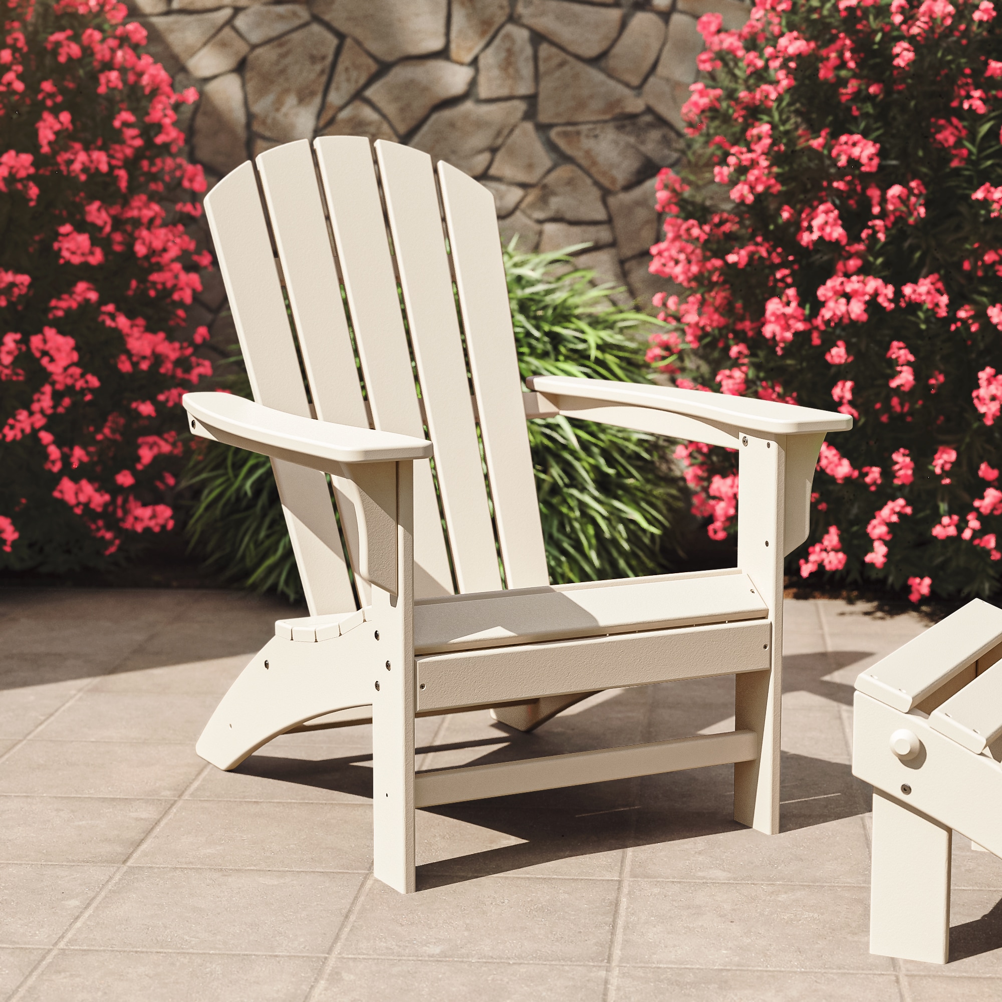 Trex Outdoor Furniture TXAD410SC Yacht Club Sand Castle HDPE Frame Stationary Adirondack Chair with Slat Seat