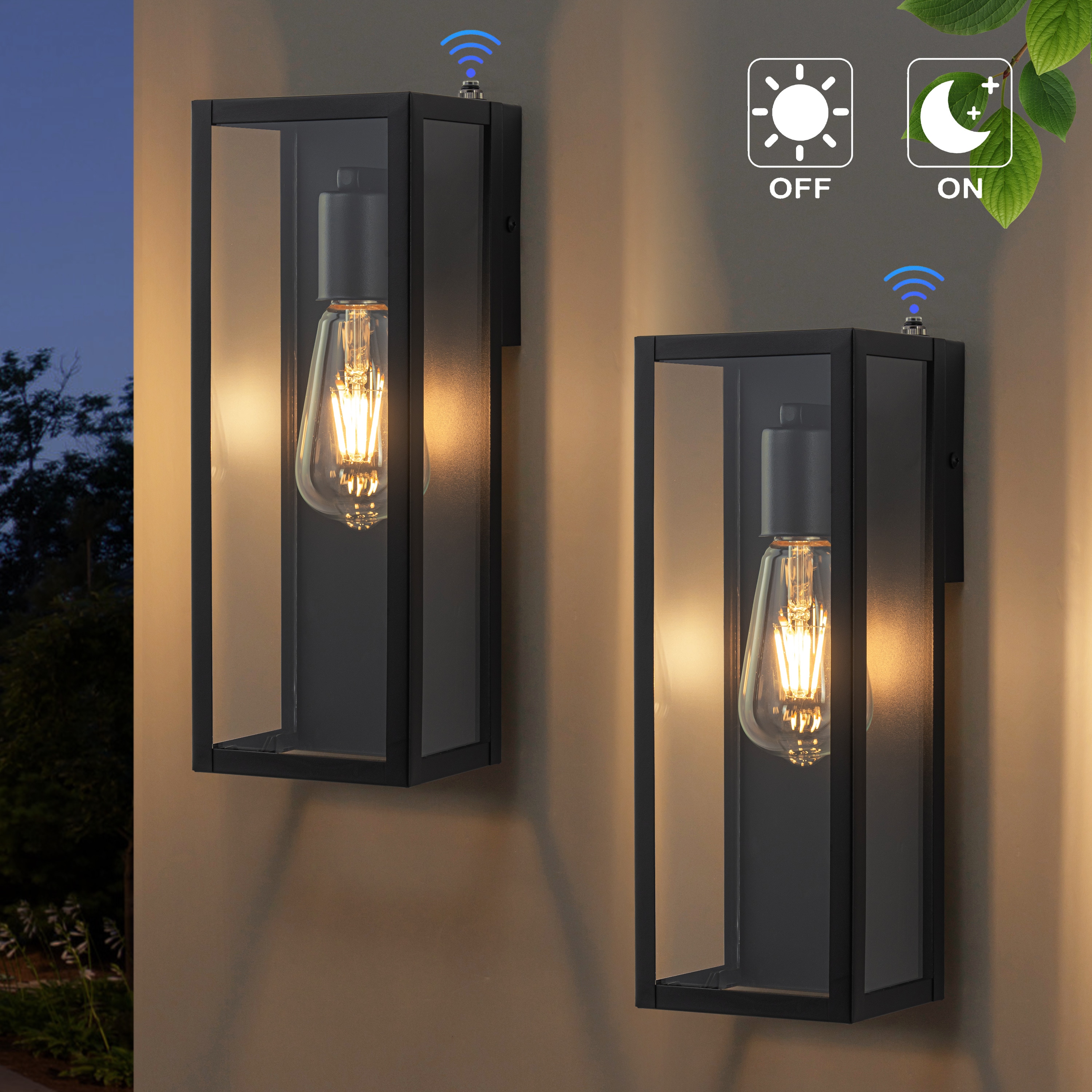 C Cattleya LCA2559-JES-2W 2 -Pack 1 -Light 12.75-in H Matte Black Hardwired Dusk to Dawn