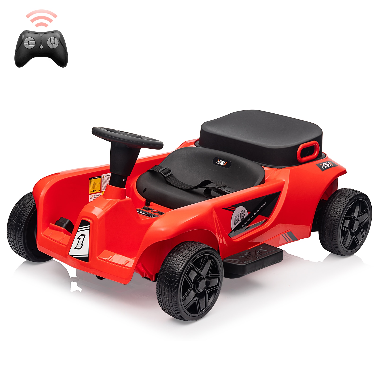 子供車　RED Qeetex 24V 2 Seater Ride On Car for Kids 4WD Electric Vehicle with