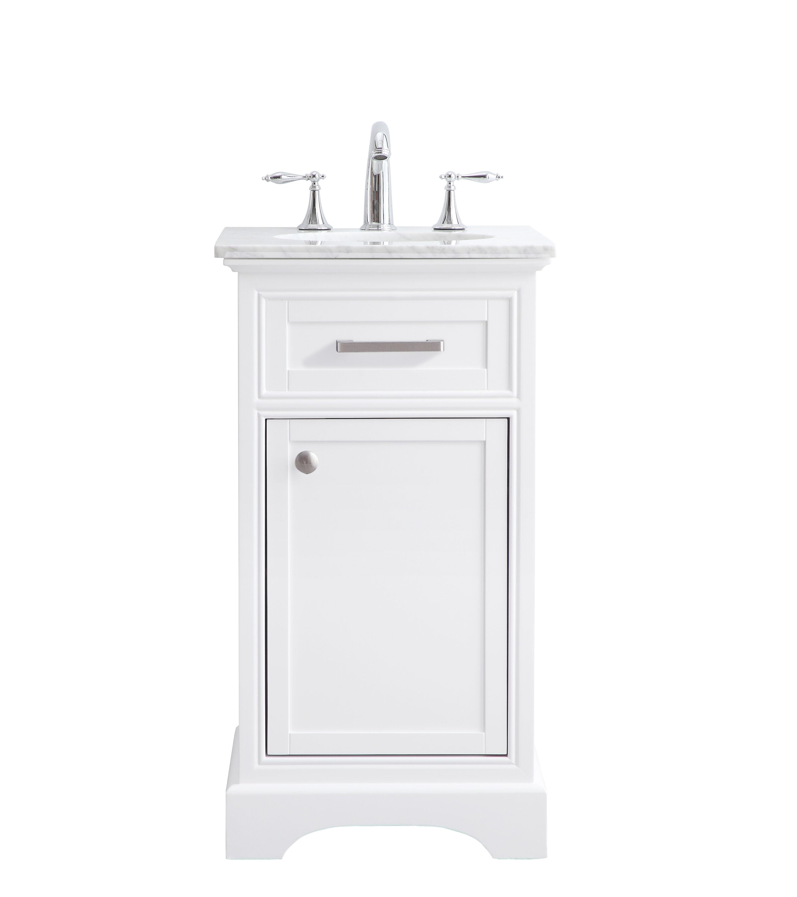 Elegant Decor HF45057WH Home Furnishing 19-in White Single sink Bathroom Vanity with CarraraWhite Marble Top