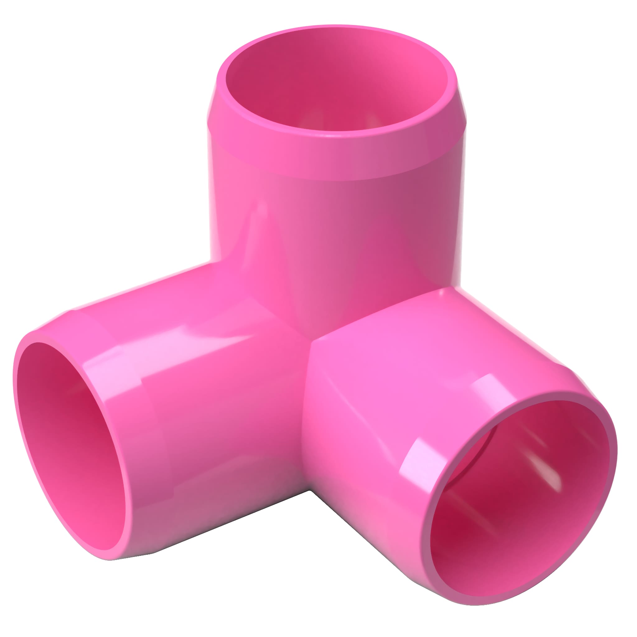 PVC Pipeworks 125-3W-PK-4 1-1/4-in PVC 3-Way Elbow Furniture Grade Corner Fitting in Pink (4-Pack)