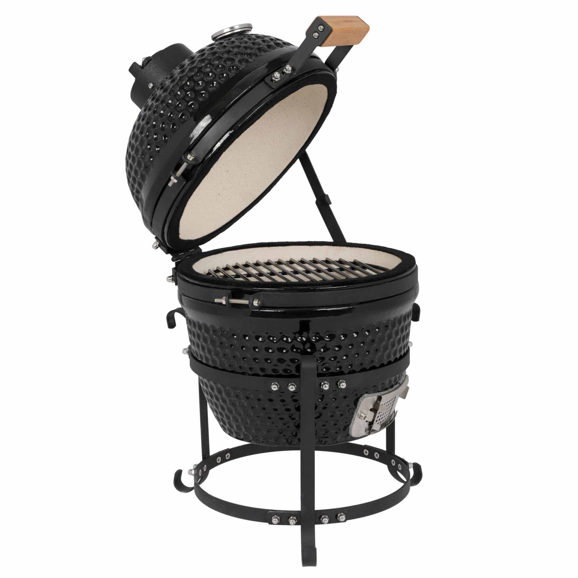 Wudkey - 13in Round Ceramic Charcoal Grill Black