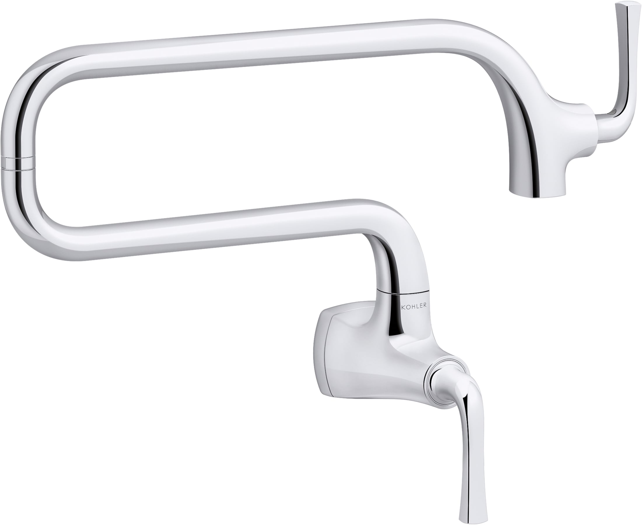 KOHLER K-22066-CP Graze Polished Chrome Double Handle Wall-mount Pot Filler Kitchen Faucet