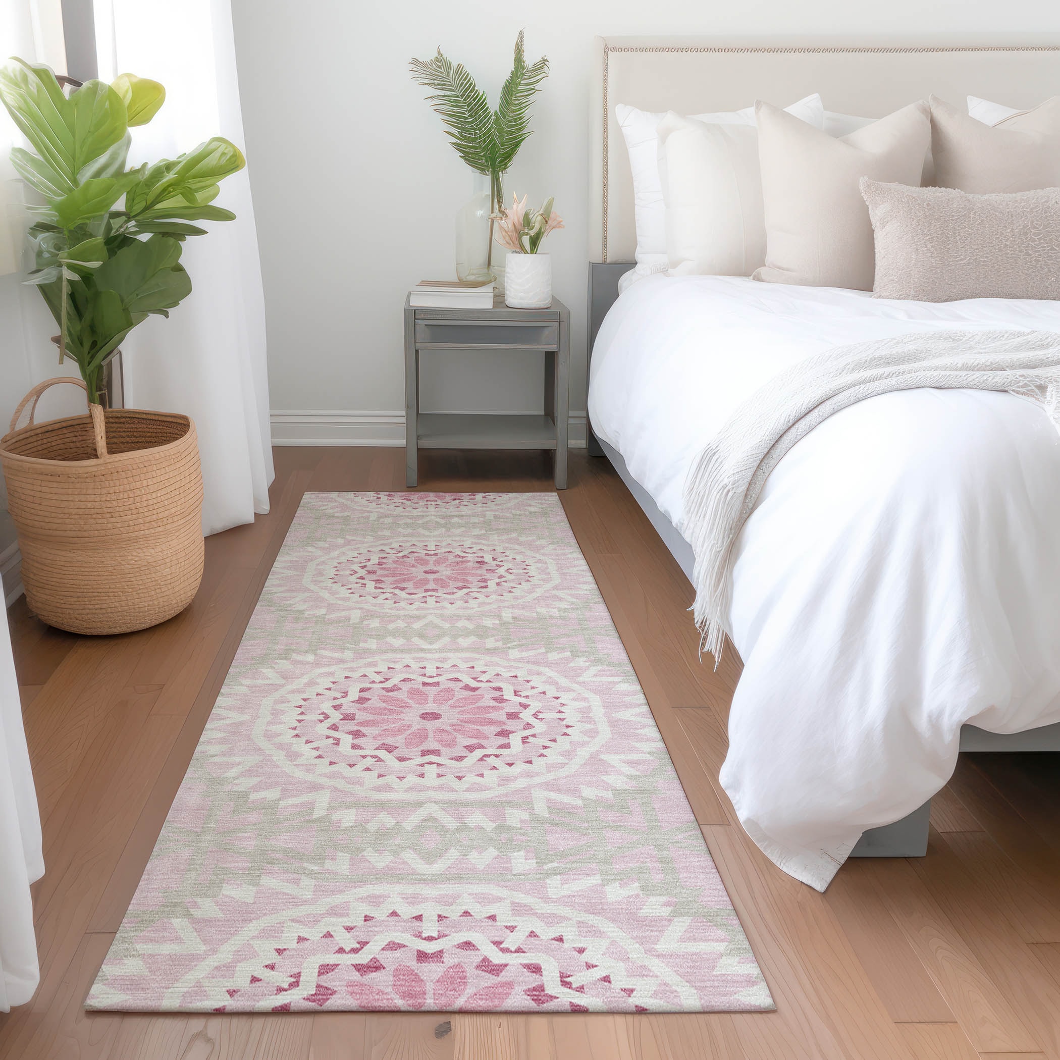 Addison Rugs ACN619PI2X8 Chantille ACN619PI 2 x 7 (ft) Polyester Pink Rectangular Indoor/Outdoor Abstract Machine washable Runner rug