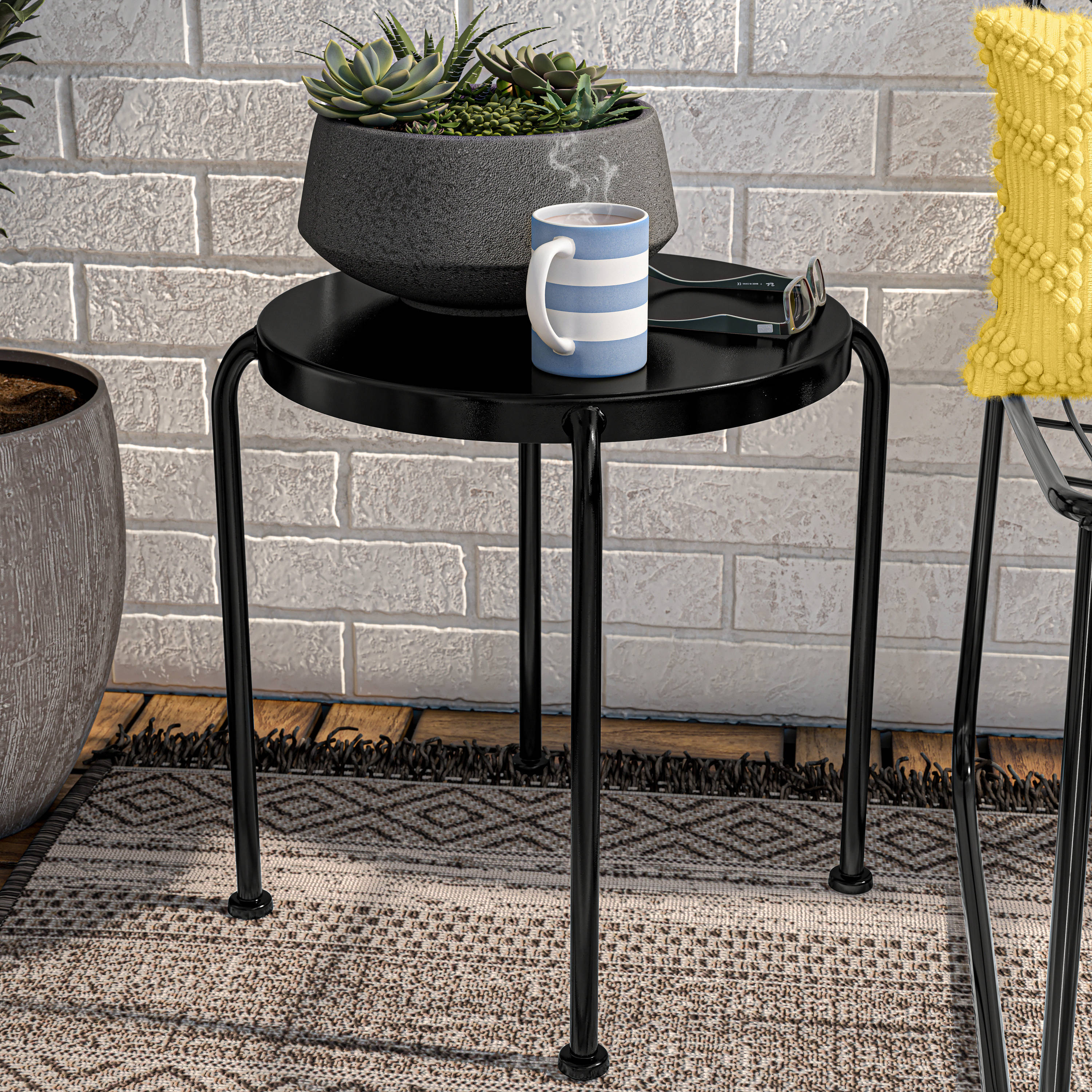 Style Selections Edmonton Round Outdoor End Table 19.69-in W x