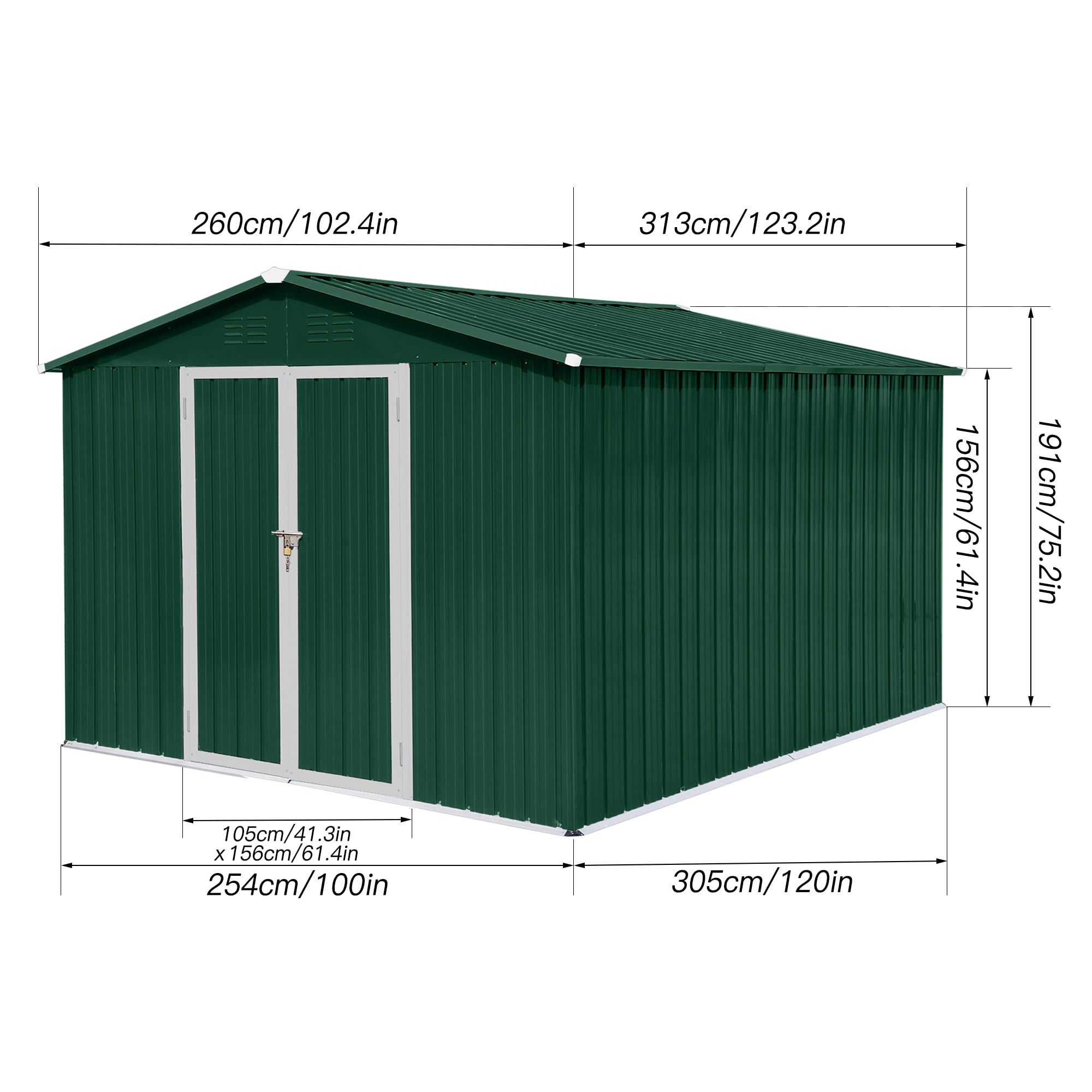 Patiowell 8 ft. W x 6 ft. D Outdoor Storage Brown Metal Shed with