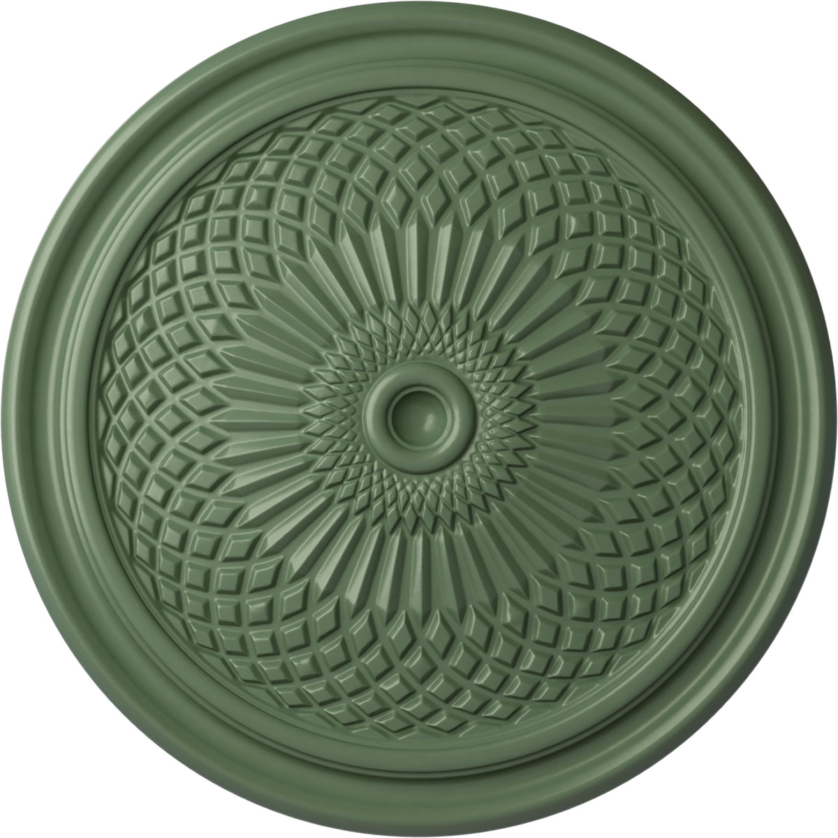 Ekena Millwork CM22TNAGF Trinity 22-in W x 22-in L Painted Athenian Green Polyurethane Whole Ceiling Medallion