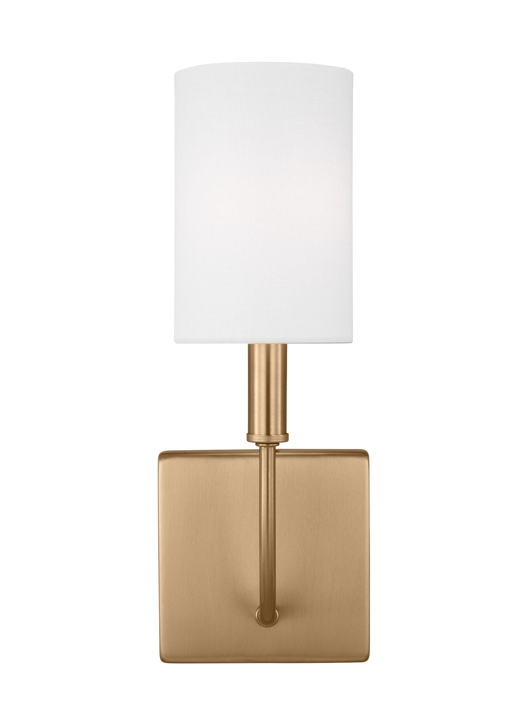 Greenwich Satin Brass Dimmable Cylinder Wall Sconce with Linen Shade