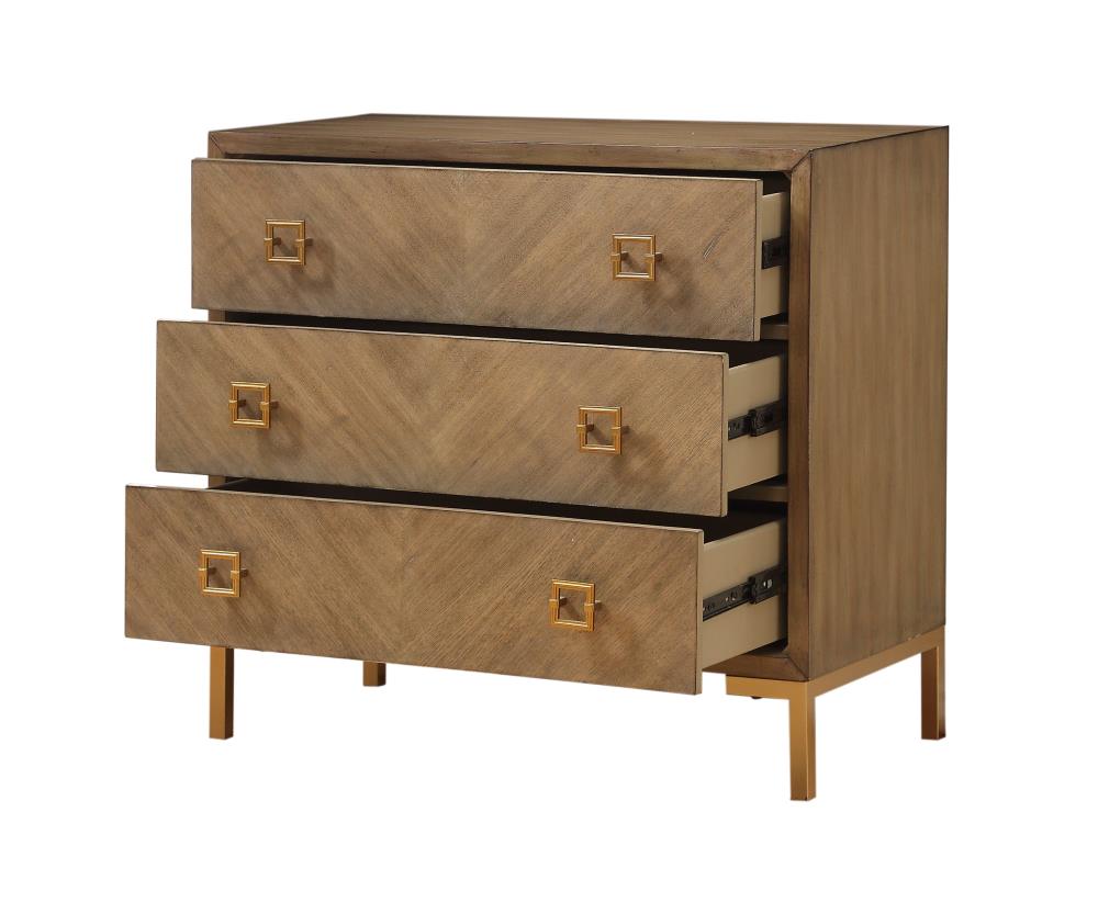 Coast to Coast Three Drawer Chest Gold