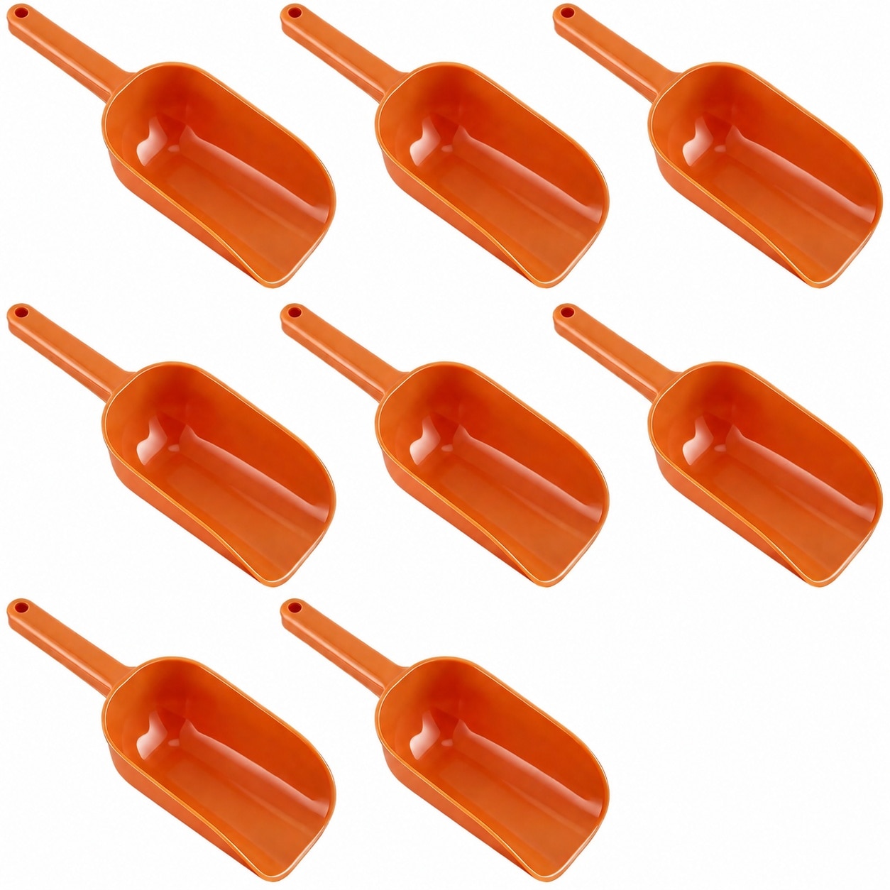 Aoibox  Orange Plastic Hand Scoop 16 oz 8 Pack 10 43 Inch Food Safe Utility for Dry Goods Pet Food Flour Sugar