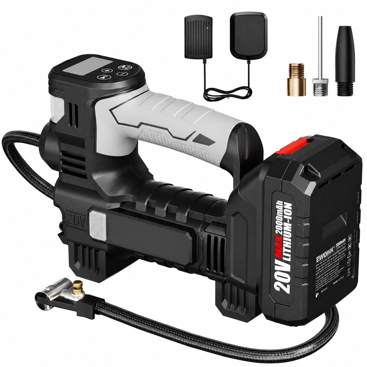 DYRCJ  20V Tire Inflator Portable Air Compressor for Car Tires with power cell Charger Cordless Air Pump with Digital Pressure Gauge Auto Shut