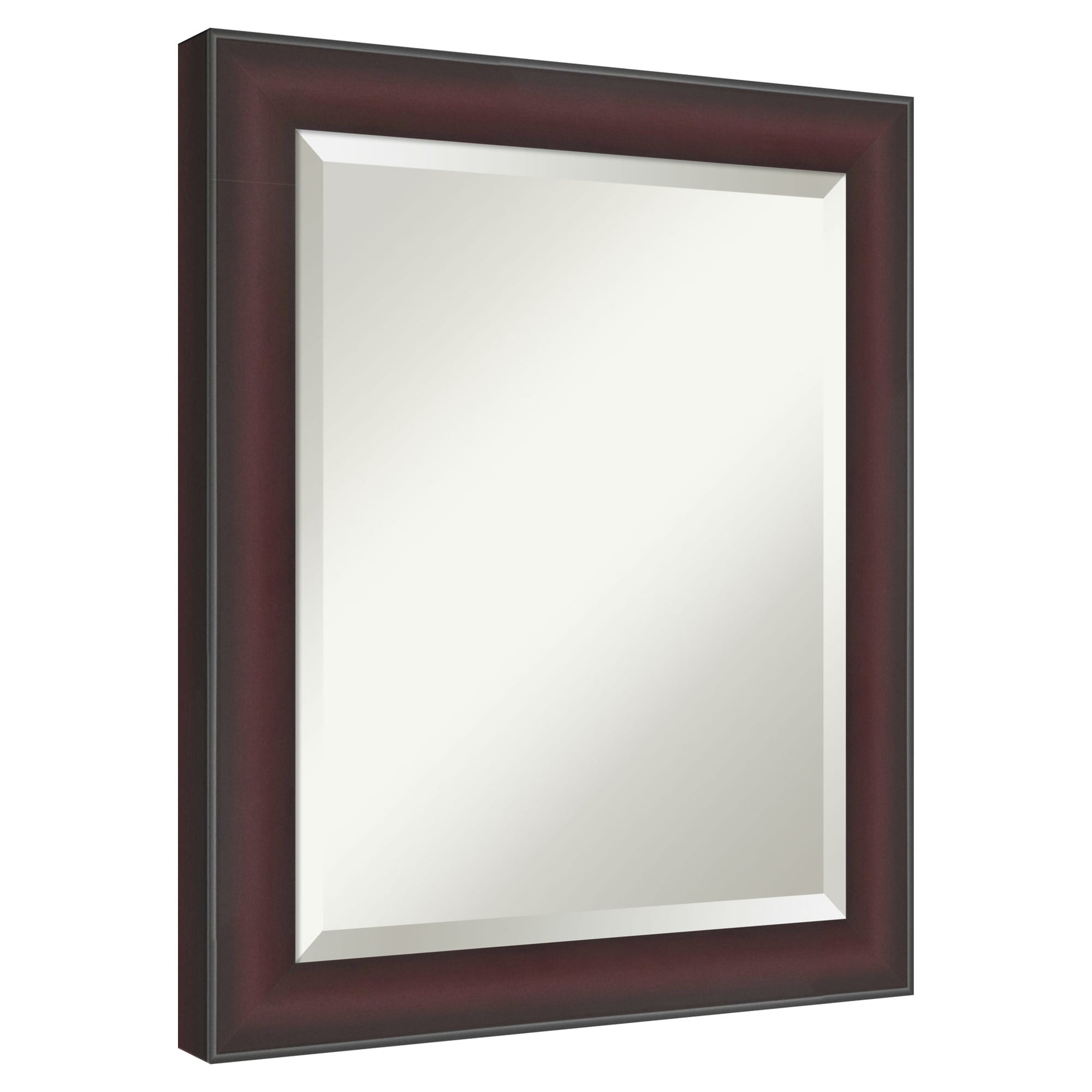 Amanti Art - Beveled Mirror Grand Cherry Narrow Framed Wood Bathroom Wall Mirror 23.75 x 19.75 in.