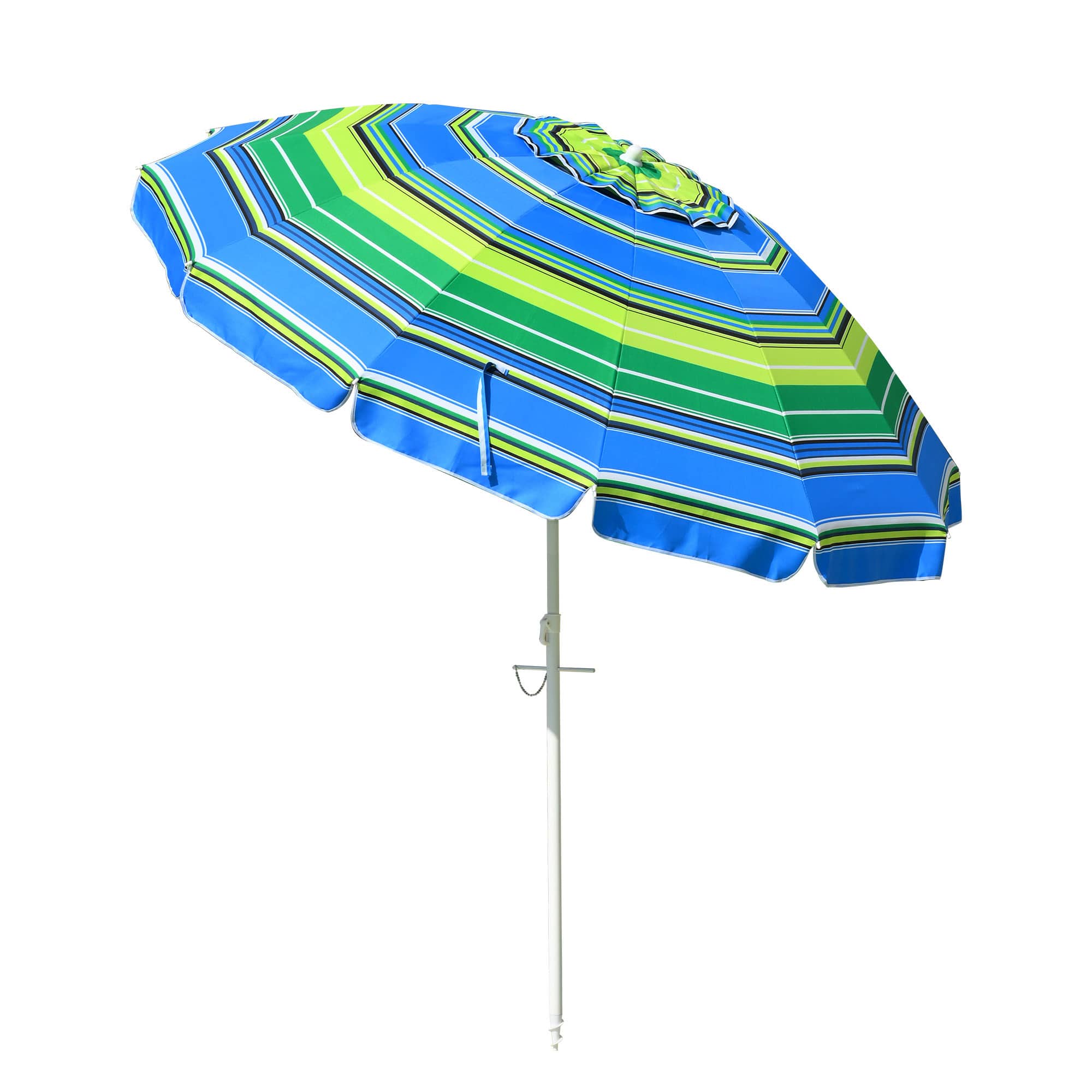 Yescom 07UMB050-8FT-STP-LO 7 Ft Striped Outdoor Umbrella UV Protection Sunshade Tilt Sand Anchor