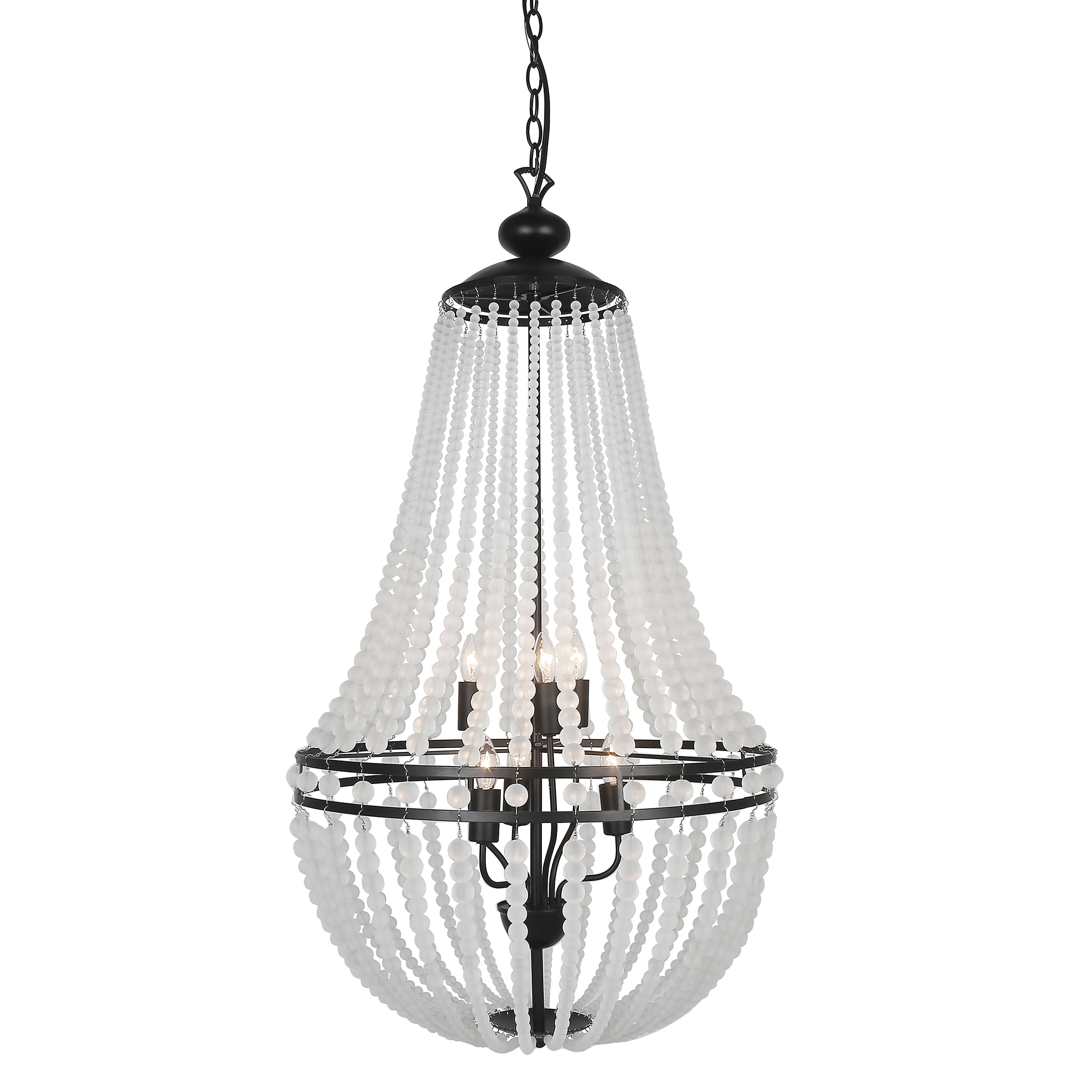 Dainolite DAW-386C-MB-FR Dawson 6 -Light Matte White Transitional For Use in Bathrooms, Bedrooms, Dining Rooms, Foyers, Kitchens, Living Rooms Chandelier