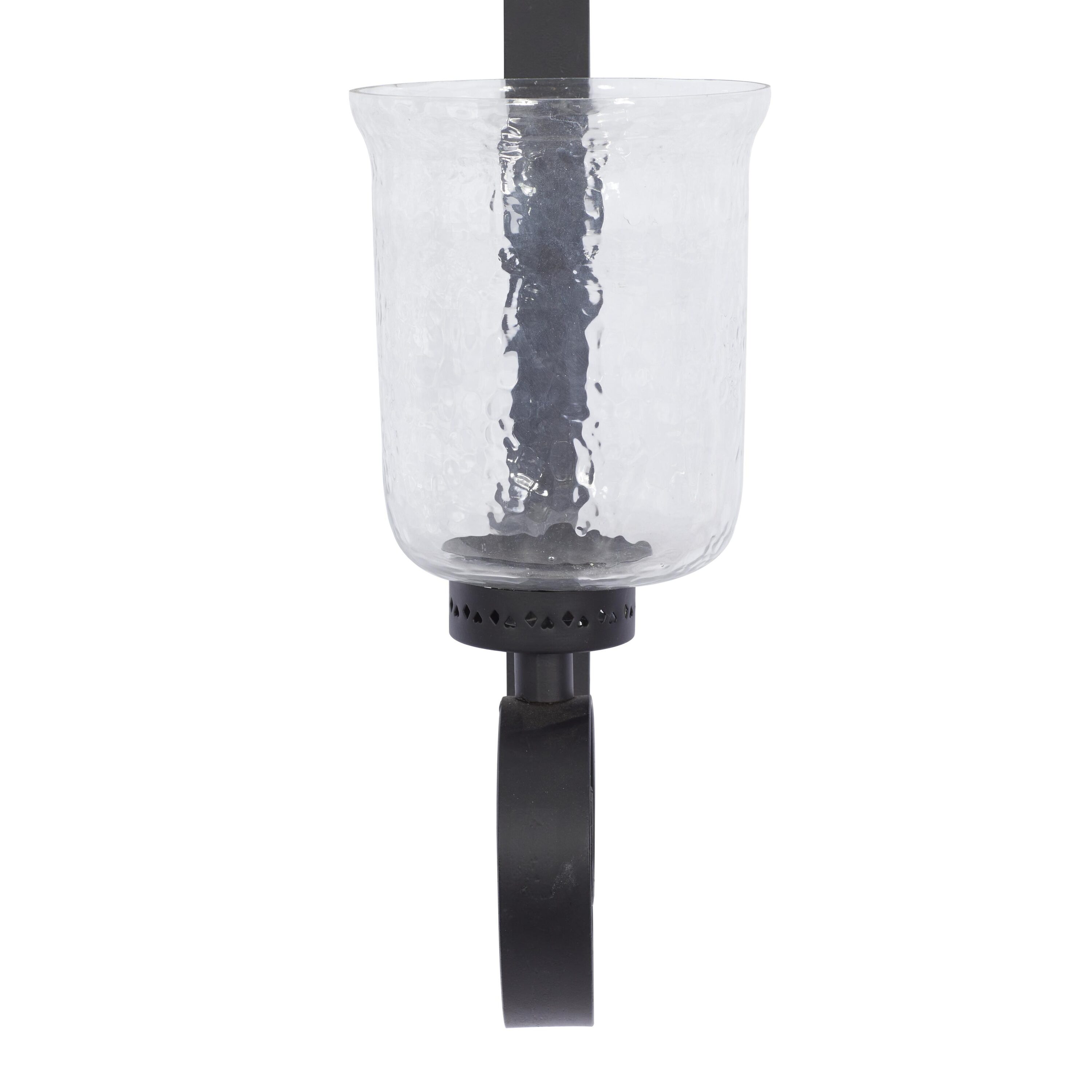 Elegant Black Metal and Glass 31" Handcrafted Pillar Wall Sconce