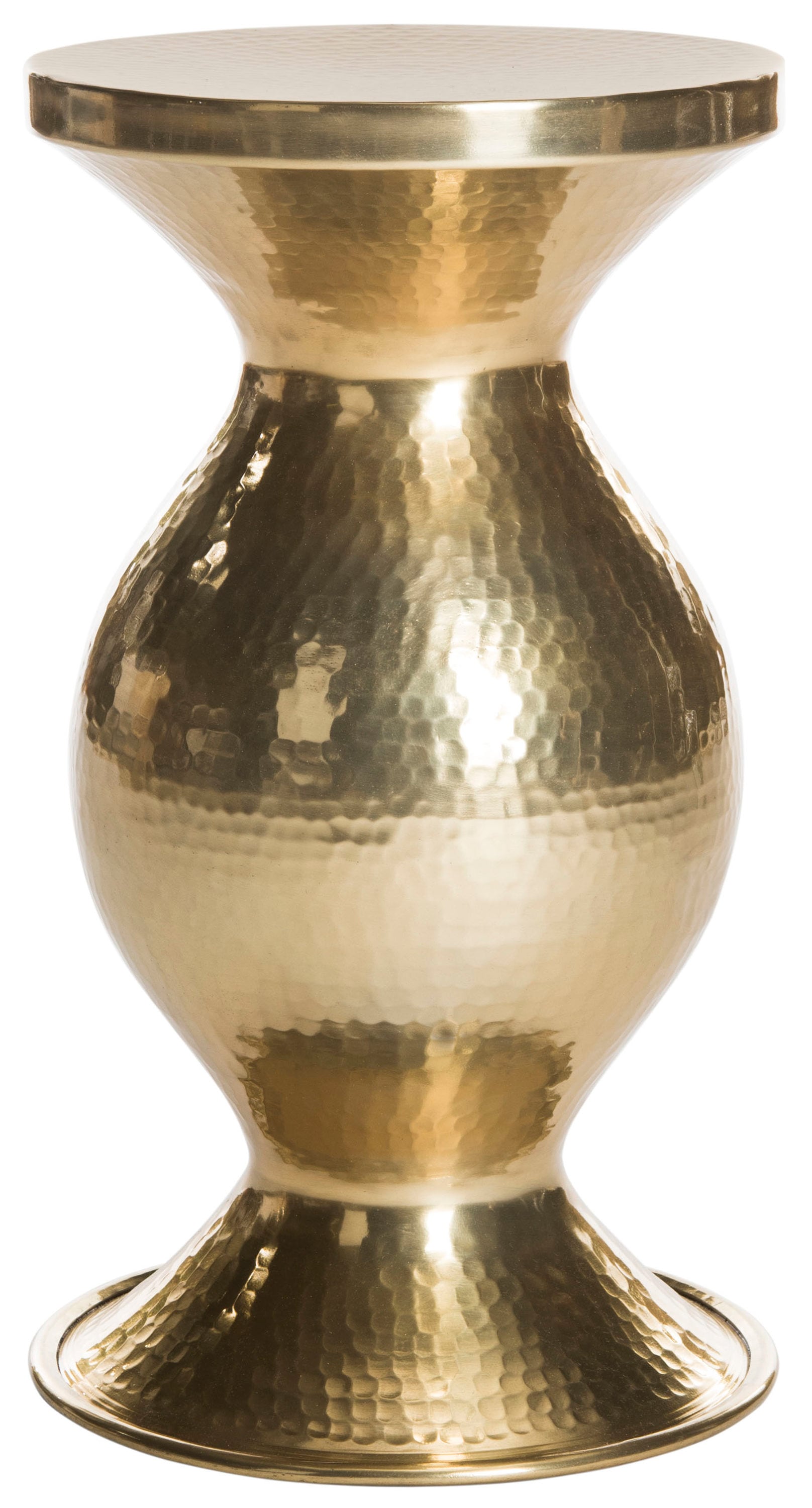 Transitional 12'' Gold Hammered Metal Round Accent Table
