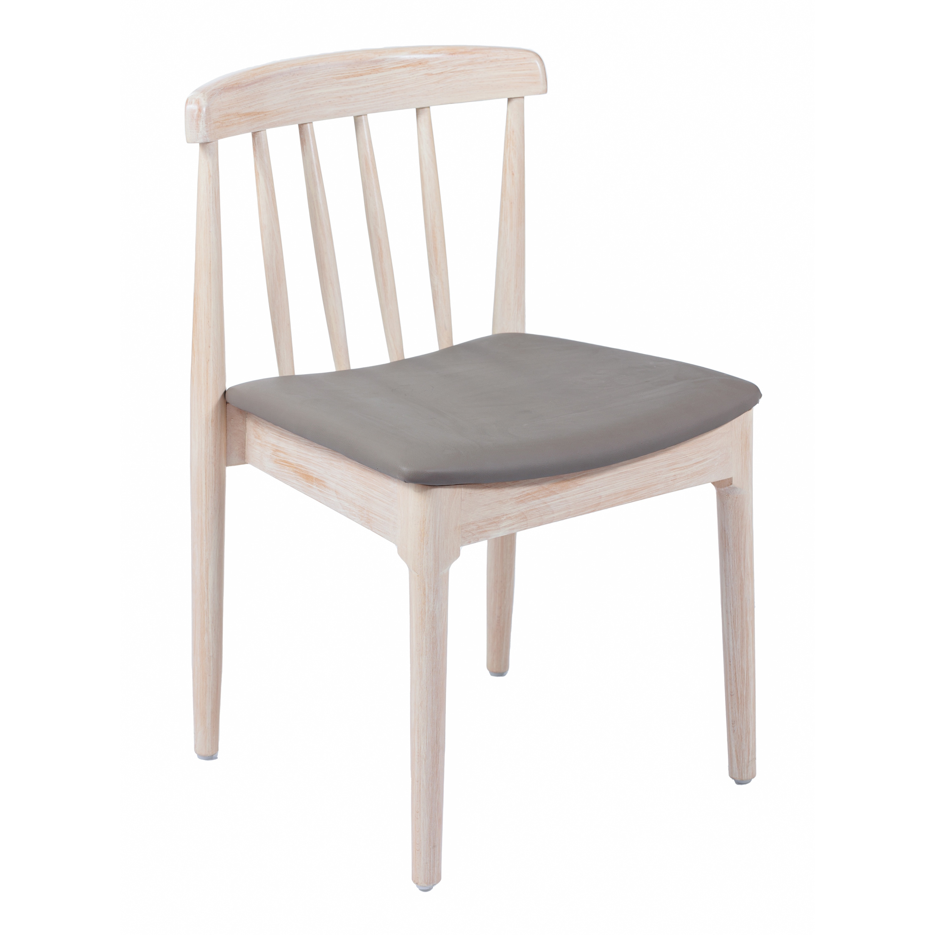 Emma + Oliver 196861132605 Charlize Solid Wood Dining Chair with Spindle Backrest and Vinyl Seat; Antique White/Beige