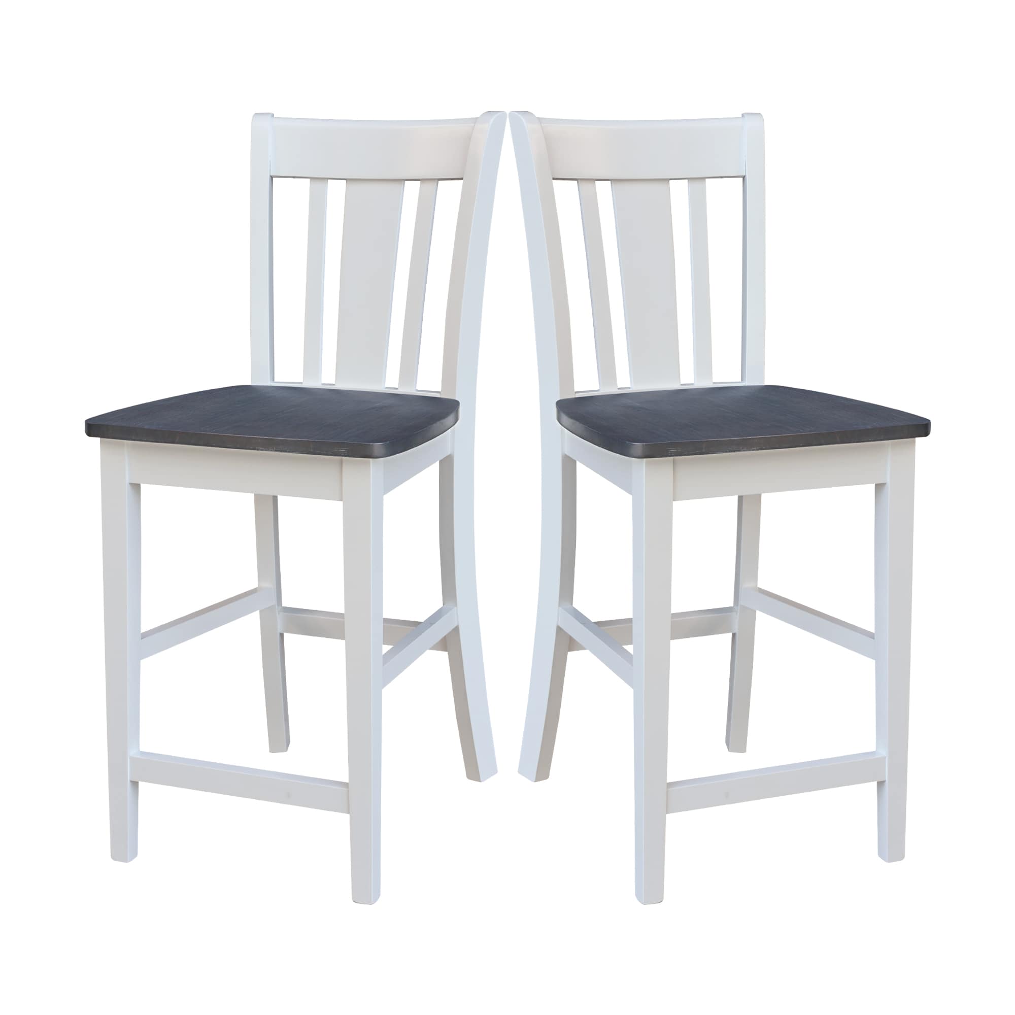 San Remo 24" White and Heather Gray Solid Hardwood Counter Stool
