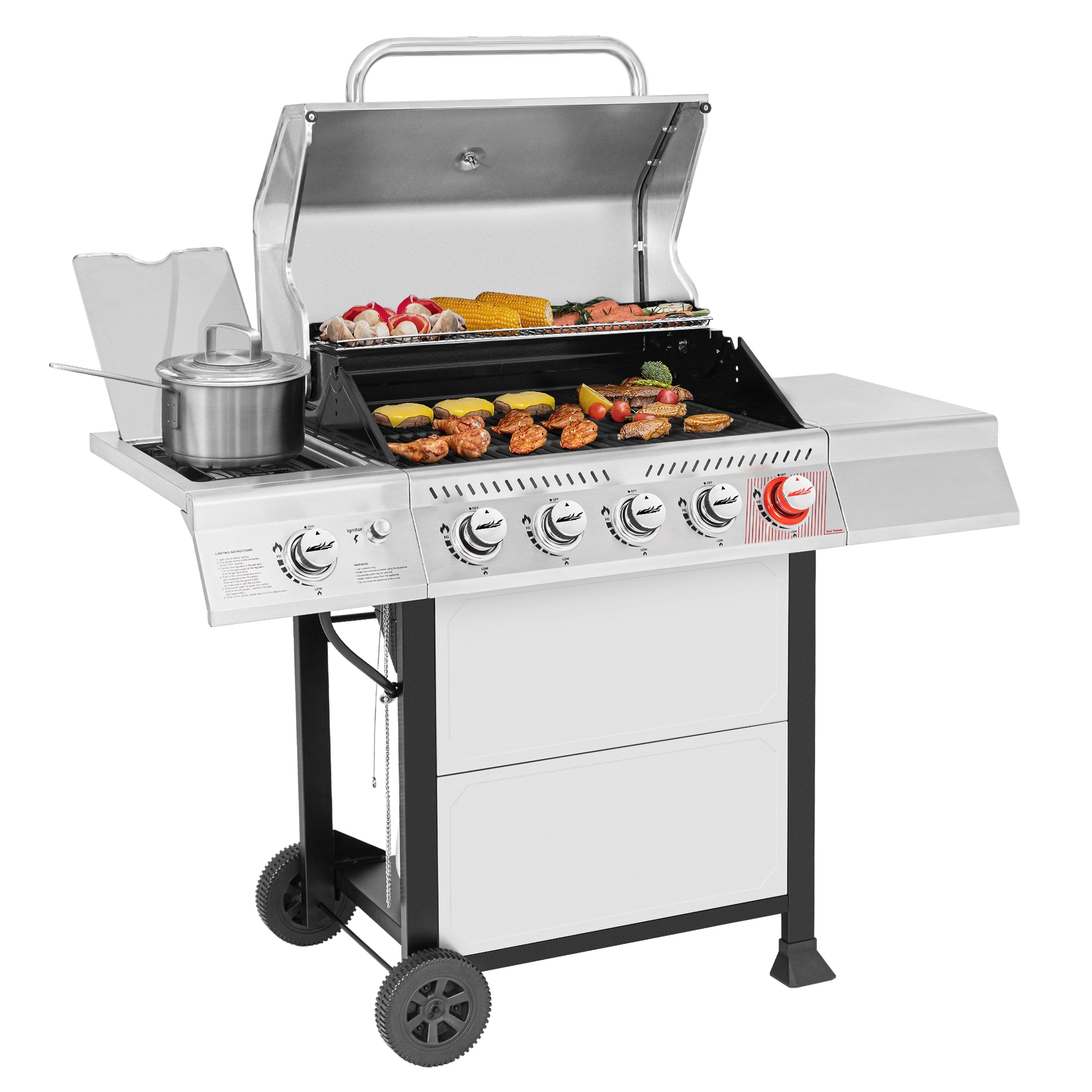 Royal Gourmet Stainless Steel 5-Burner Liquid Propane Gas Grill with 1 Side Burner GA5401T Sansujyuku sansujyuku.com