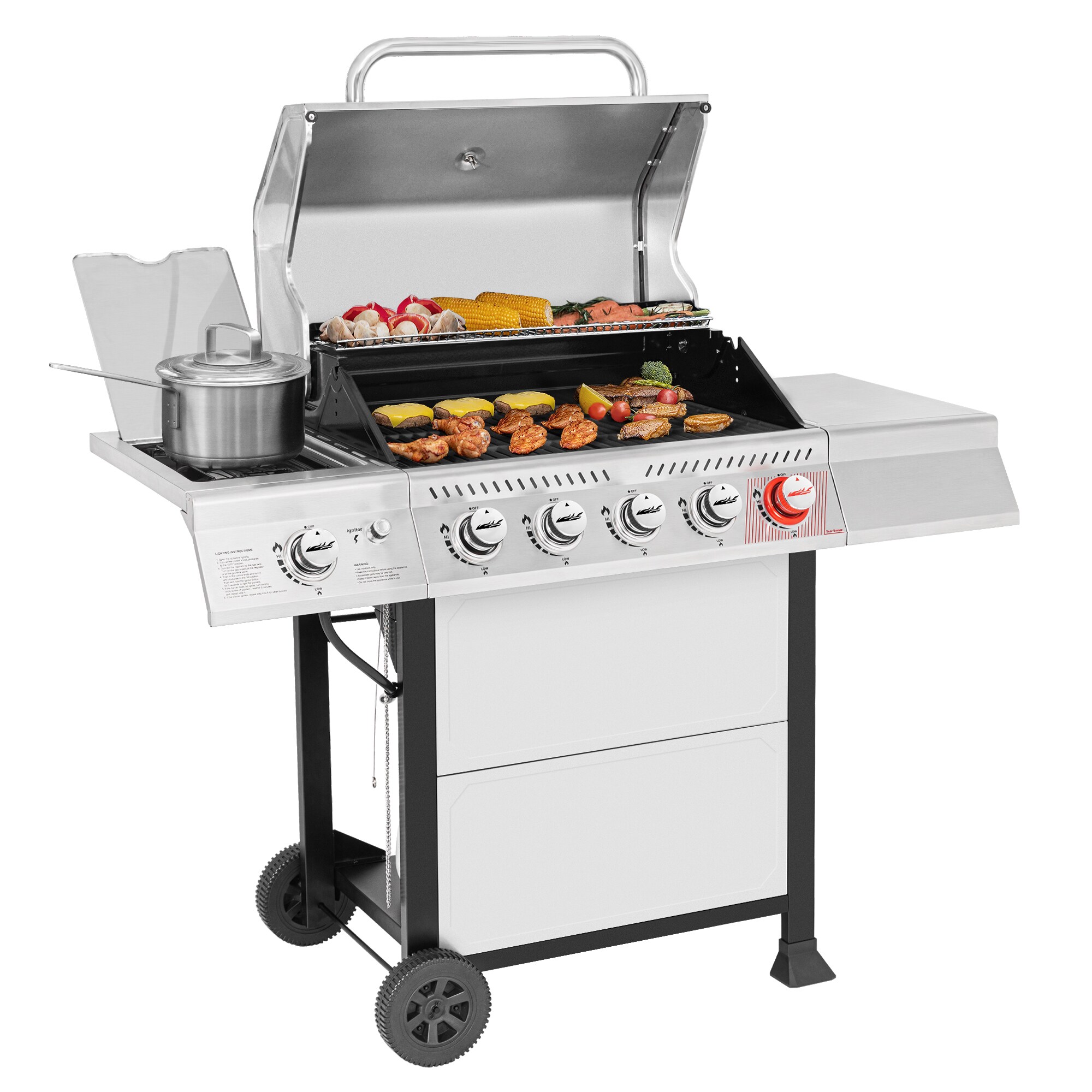 Royal Gourmet Stainless Steel 5-Burner Liquid Propane Gas Grill with 1 Side Burner