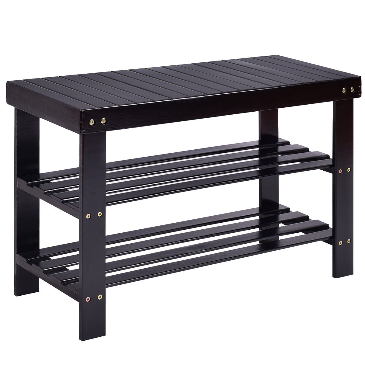 Costway HW55409BK Modern Black Storage Bench with Storage 15-in x 27.6-in x 17.7-in