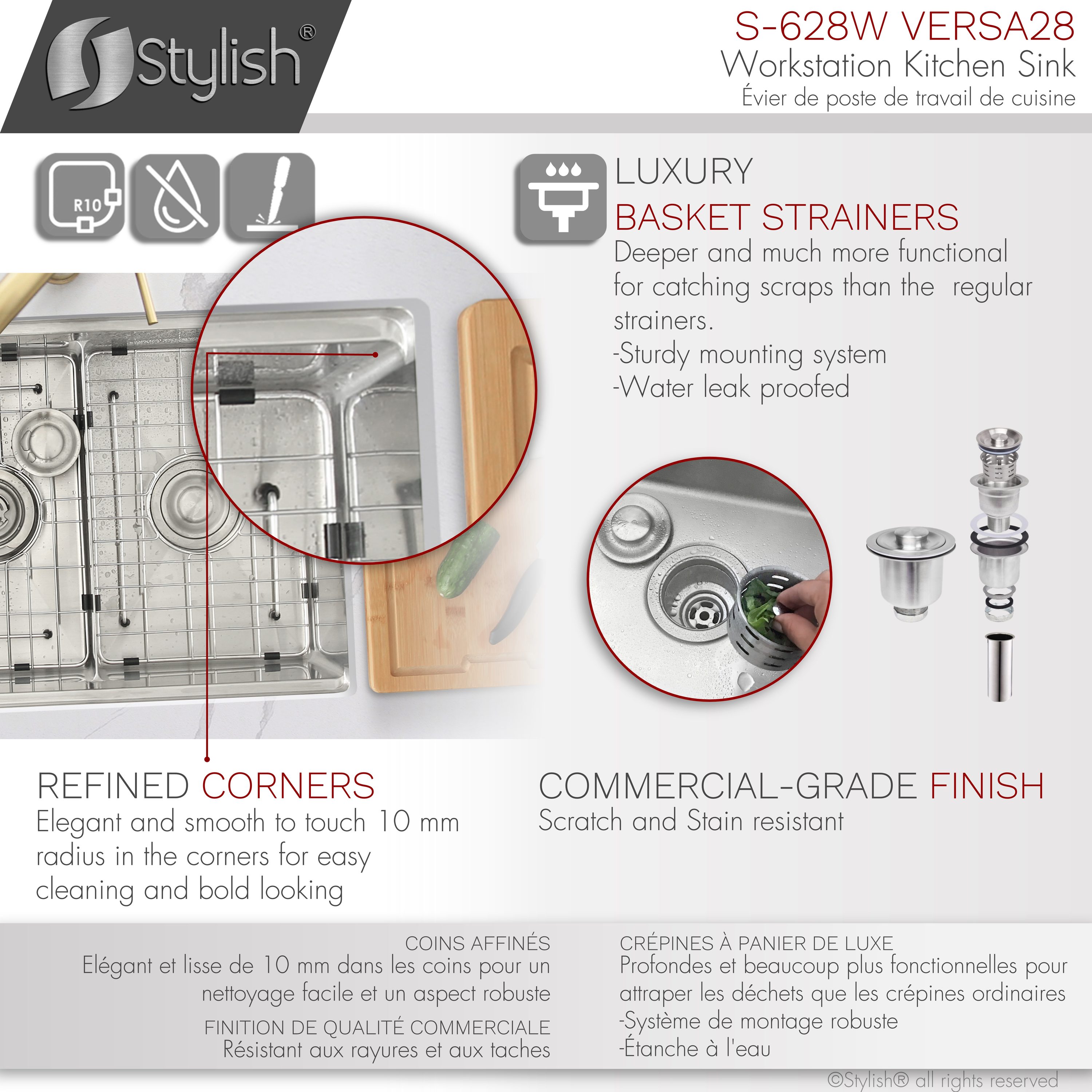 Stylish S-628W1 Kitchen-Sinks - View #4