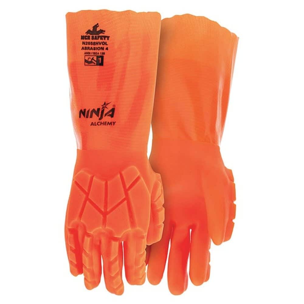 MCR Safety N2658HVO Chemical Resistant Gloves PVC 14 in L 15 ga Orange 2XL 1 PR