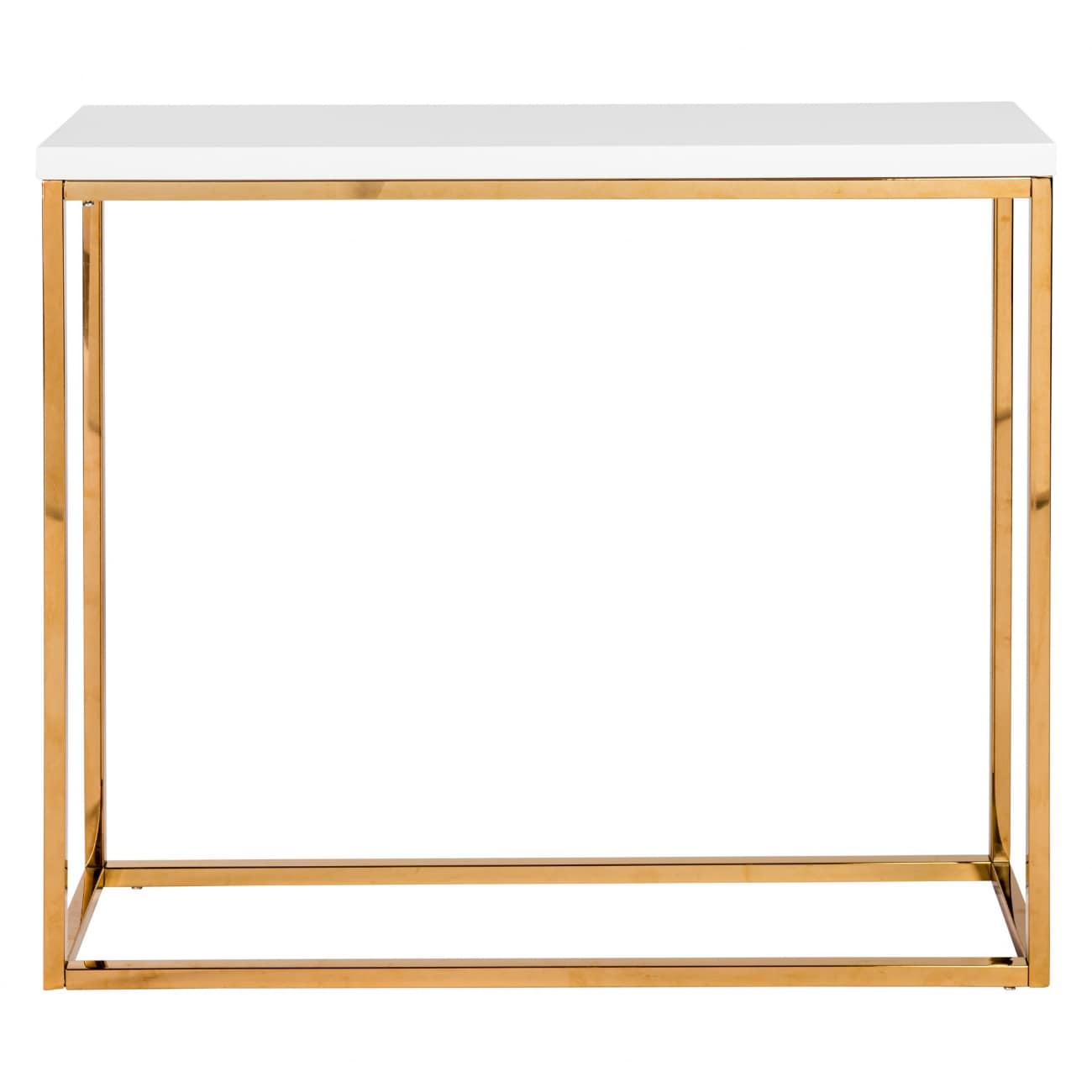 HomeRoots 4000400526 Modern White Gloss andn Gold Console Table