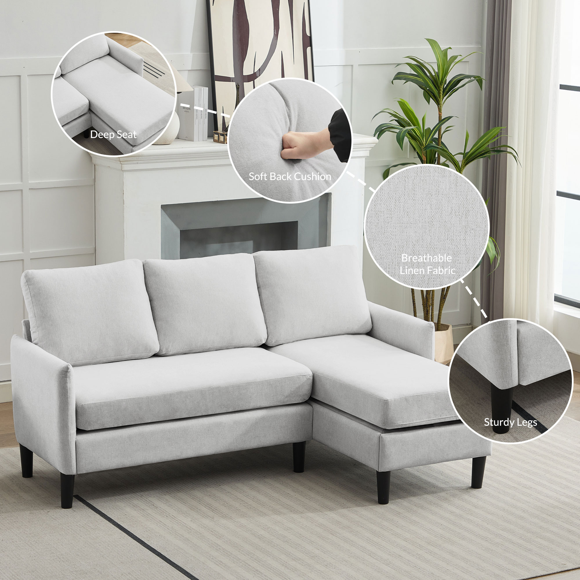 VOUA SAF-MSLD2-BE Sofas-Loveseats - View #3