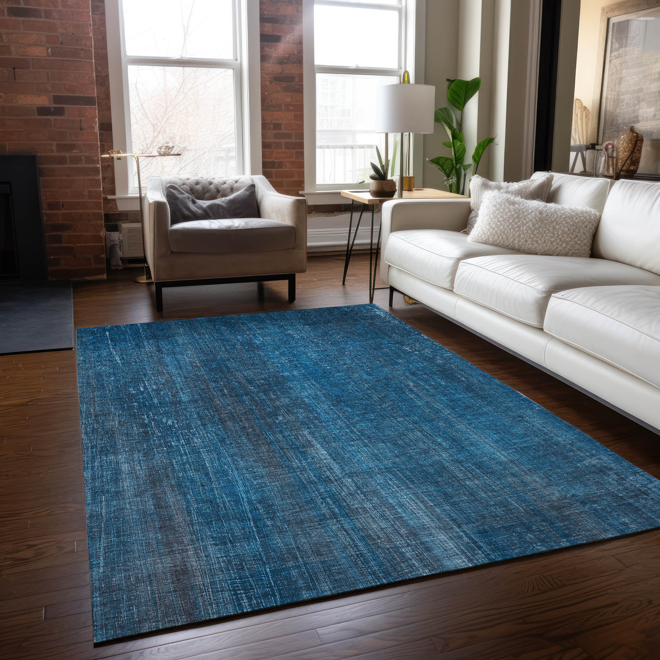 Addison Rugs ACN552BU30X46 Chantille ACN552BU 2 x 3 (ft) Polyester Blue Rectangular Indoor/Outdoor Abstract Machine washable Area rug