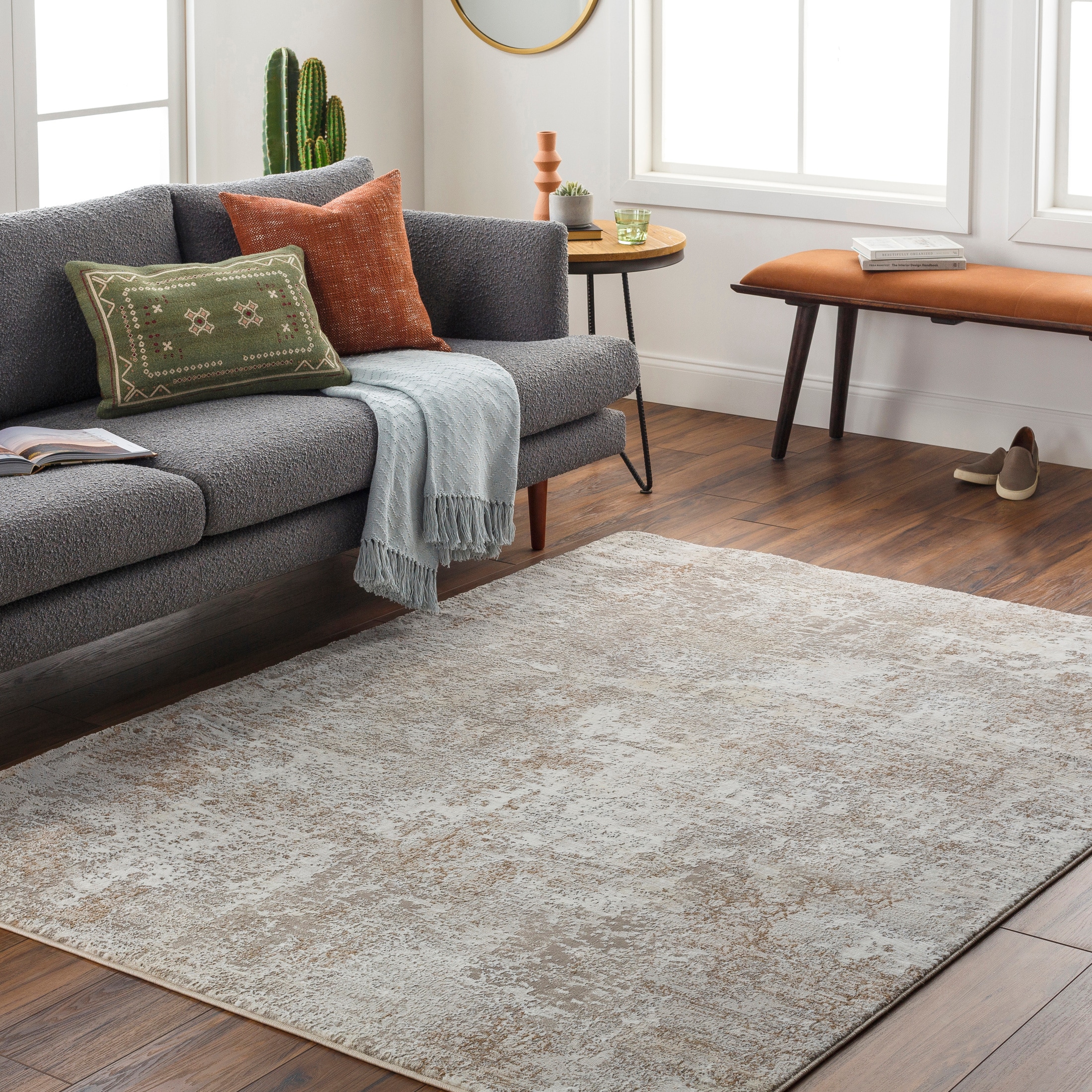Livabliss AGP2302-710103 Allegro Plus 8 x 10 (ft) Flatweave Beige/Gray Rectangular Indoor Abstract Industrial Pet Friendly Area rug