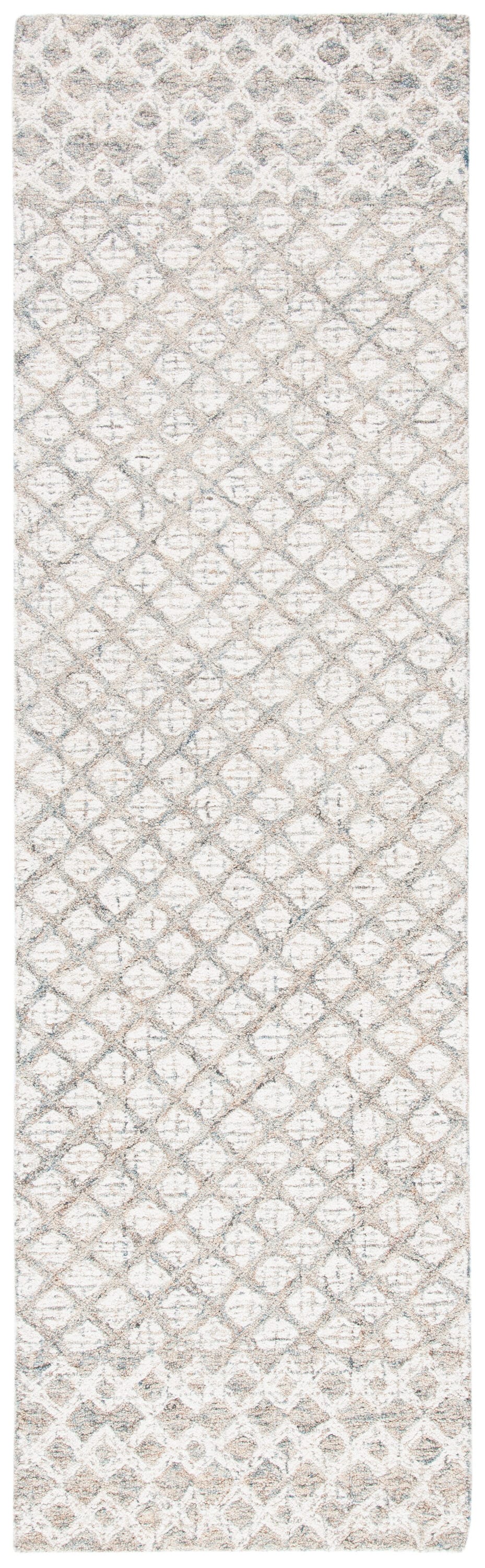 Hand-Tufted Ivory Wool Abstract Runner Rug, 2'3" x 6'