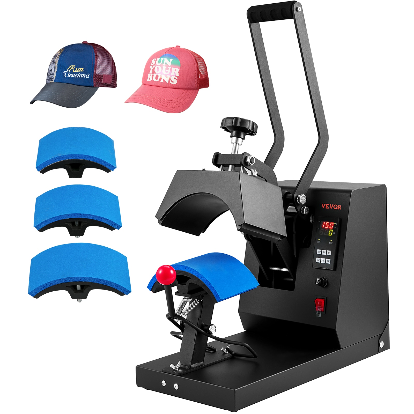 VEVOR SDKMJHSY85441L0XUV1 4-in-1 Hat Press Machine 8.5 x 4-IN Heating Plate Aluminum Heat press