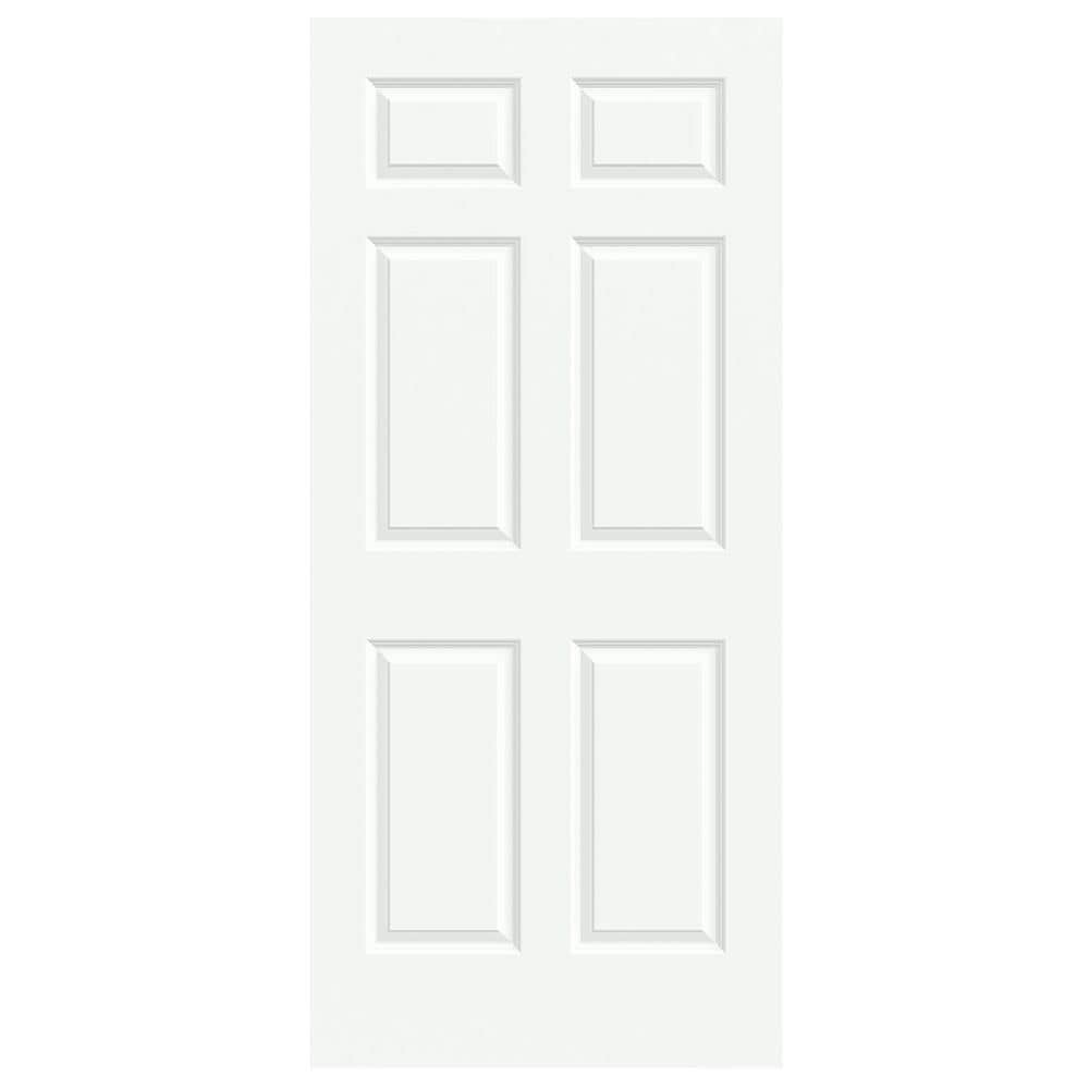 Colonist 36-in x 80-in White 6-panel Mirrored Glass Hollow Core Prefinished Molded Composite Slab Door | - JELD-WEN LOWOLJW191300215