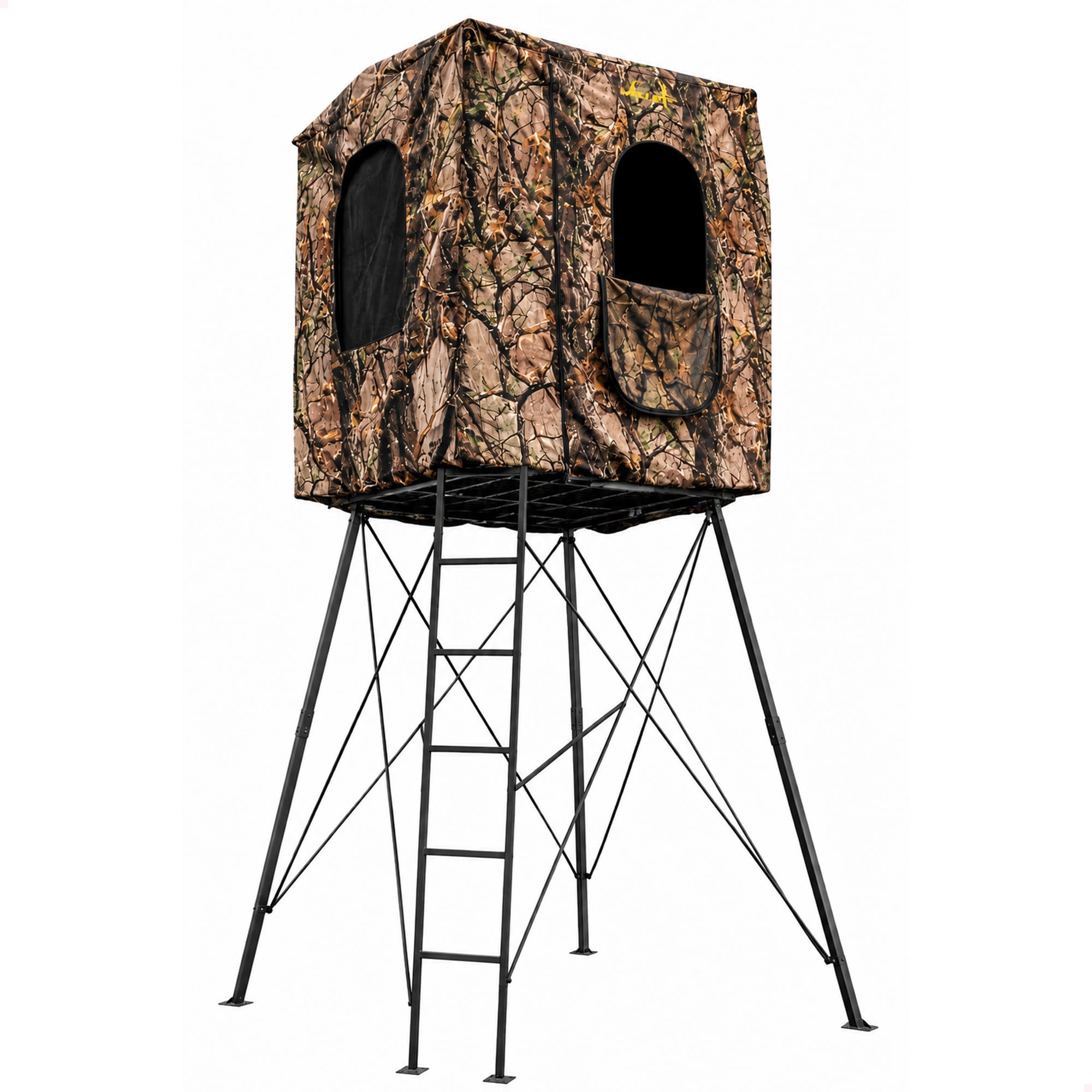 Muddy  Quad Pod Deluxe 12 Feet Steel Hunting Stand with Ladder Steel Frame Camo