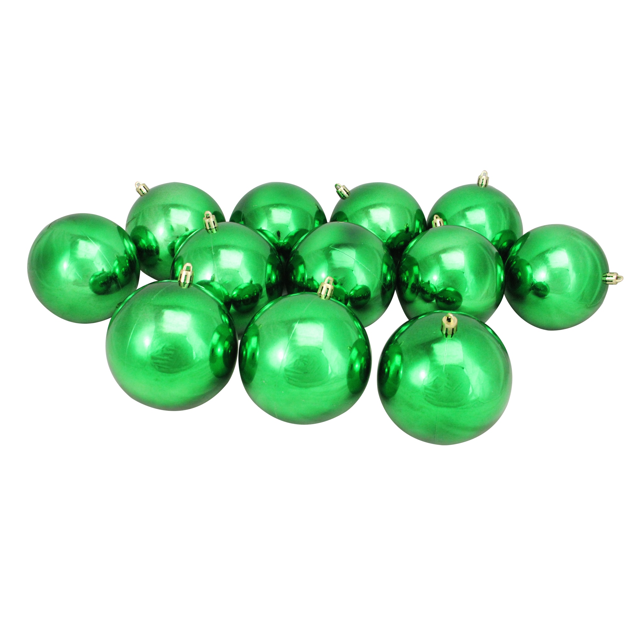 Northlight 32911632 12 -Pack Green Ball Standard Indoor Ornament set Shatterproof