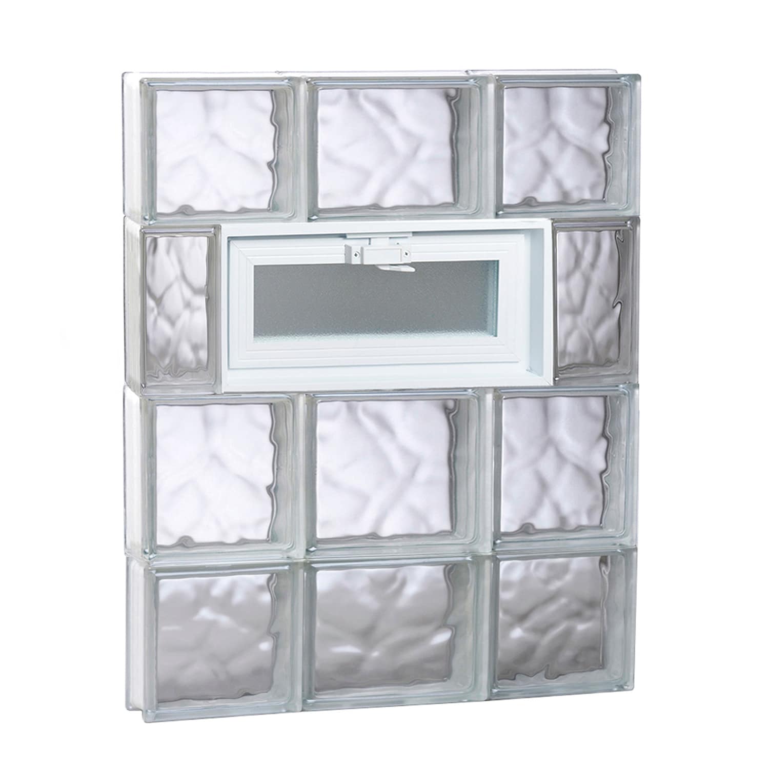 REDI2SET V2028DC Wavy Glass 19-1/4-in x 27-in Frameless Replacement Vented Glass Block Window