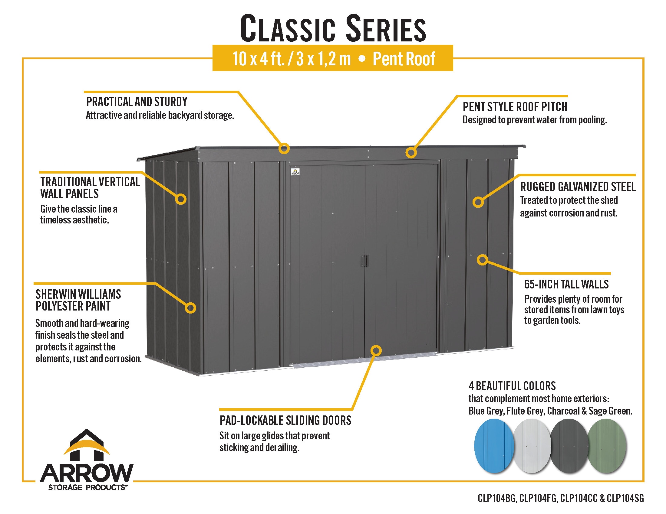 Arrow CLP104CC Metal-Storage-Buildings-Sheds - View #10
