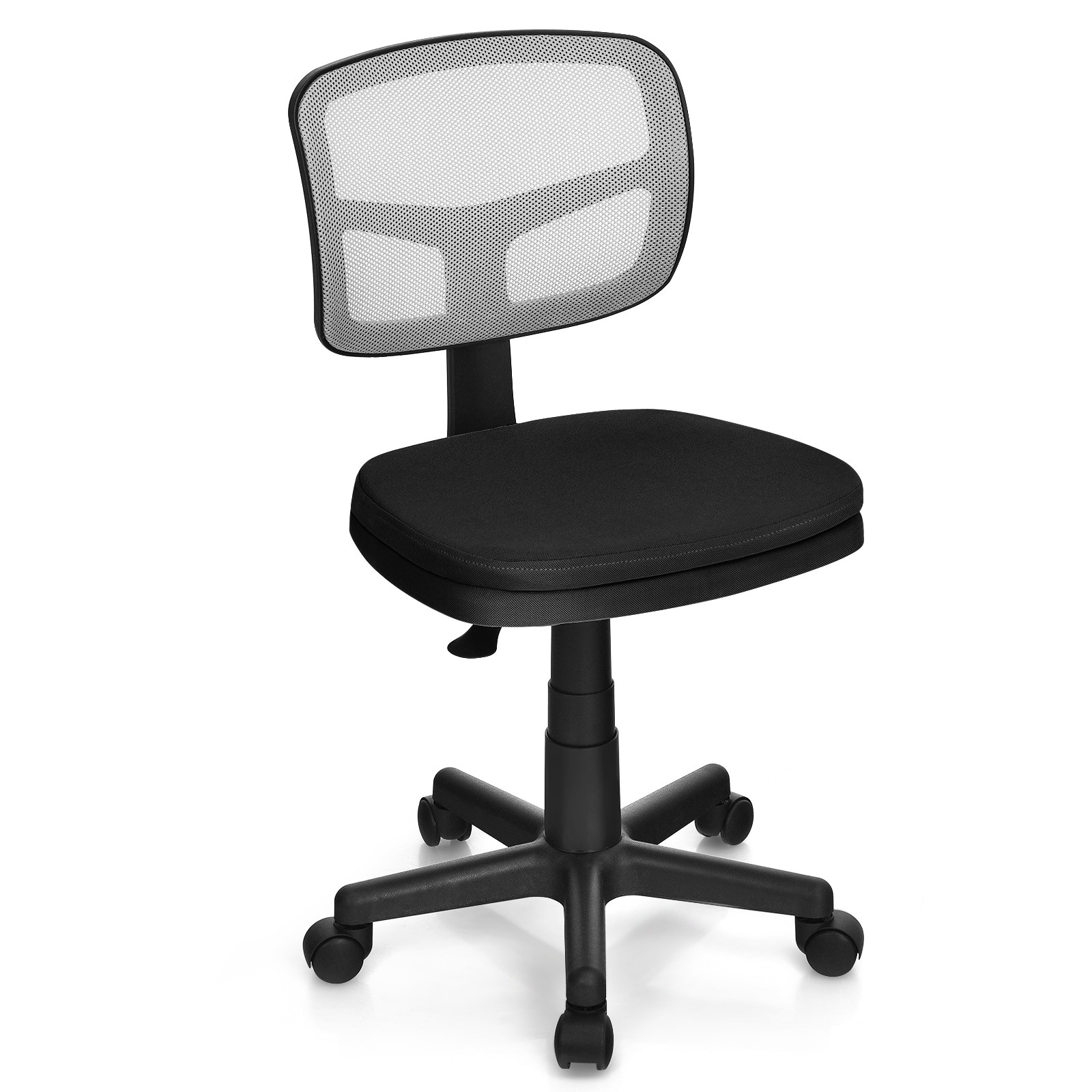 Slickblue Armless Computer Desk Chair – Black Contemporary Ergonomic Mesh Task Chair with Adjustable Height and Swivel for Office or Study Room
