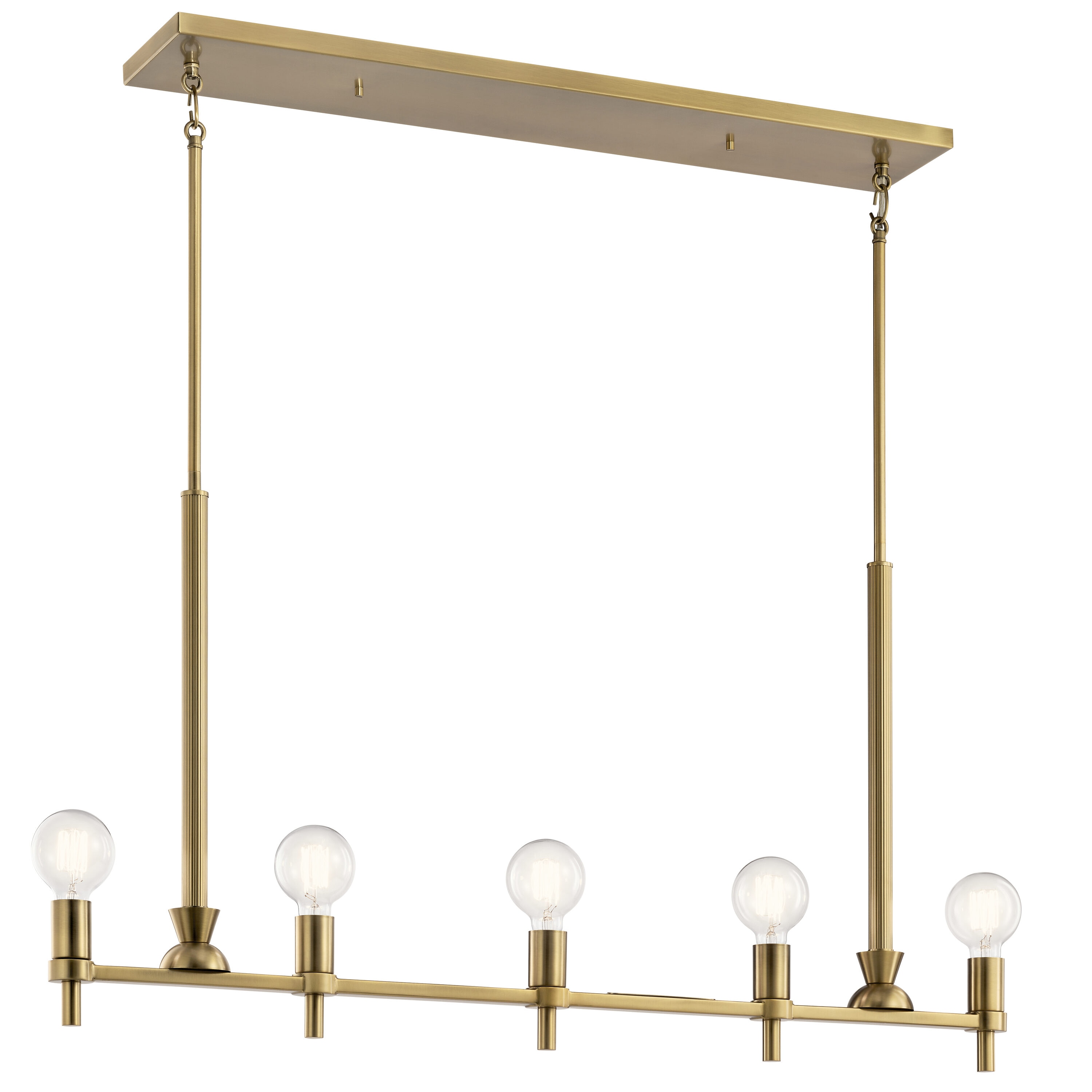 Kichler 52425BNB Torvee 5 -Light Polished Brass Vintage For Use in Bedrooms, Dining Rooms, Foyers, Kitchens, Living Rooms Chandelier