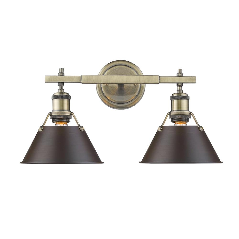 Golden Lighting 3306-BA2 AB-RBZ Orwell 18.25-in 2 -Light Brushed Gold Industrial Vanity light