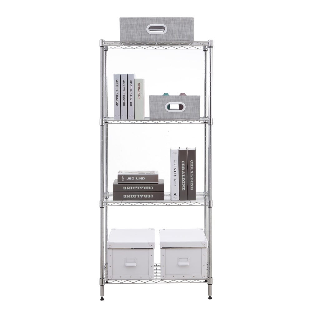 Chrome Steel Heavy Duty 4-Tier Utility Shelving Unit