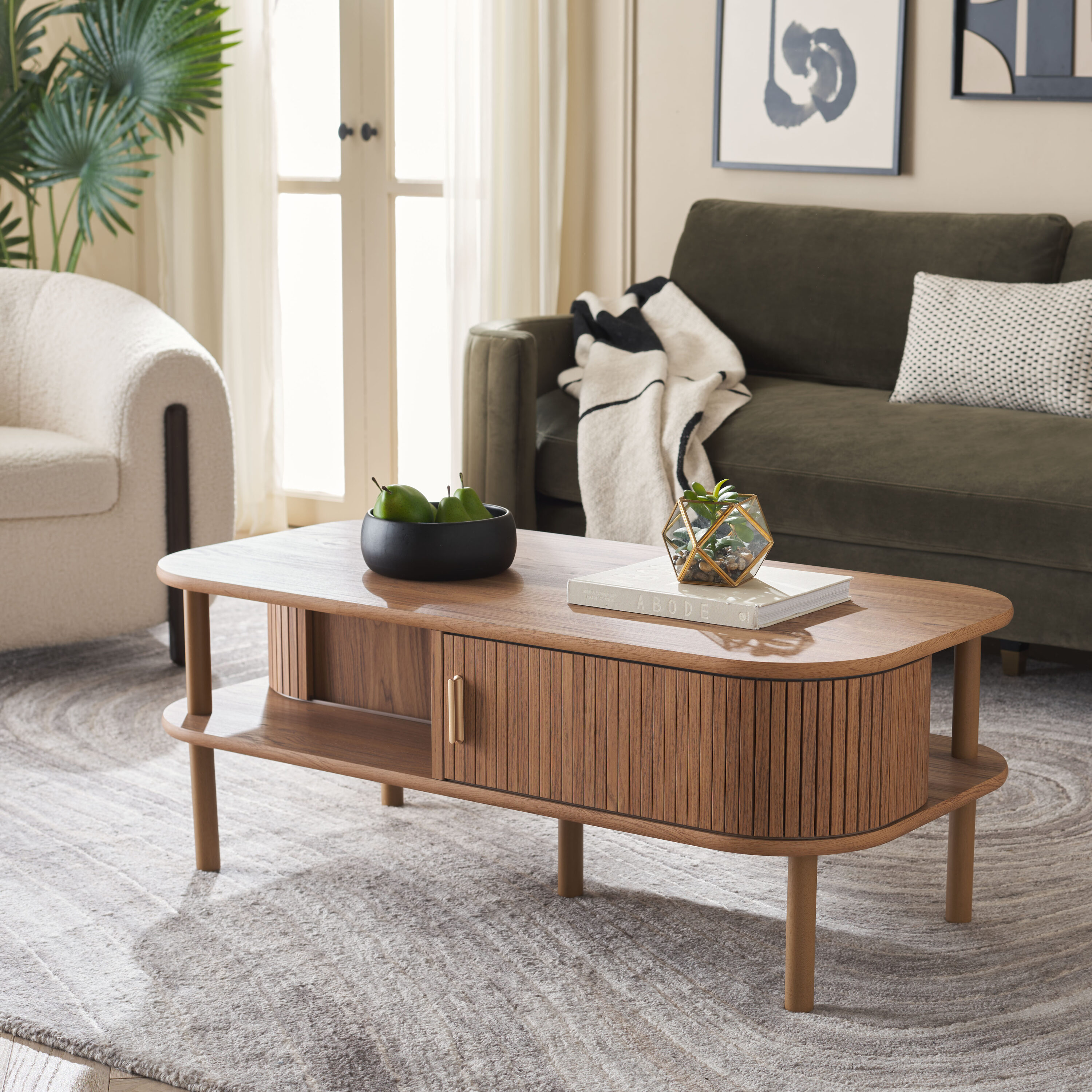 Safavieh COF9606D Tealla Paper Laminate MDF Modern Coffee Table with Storage