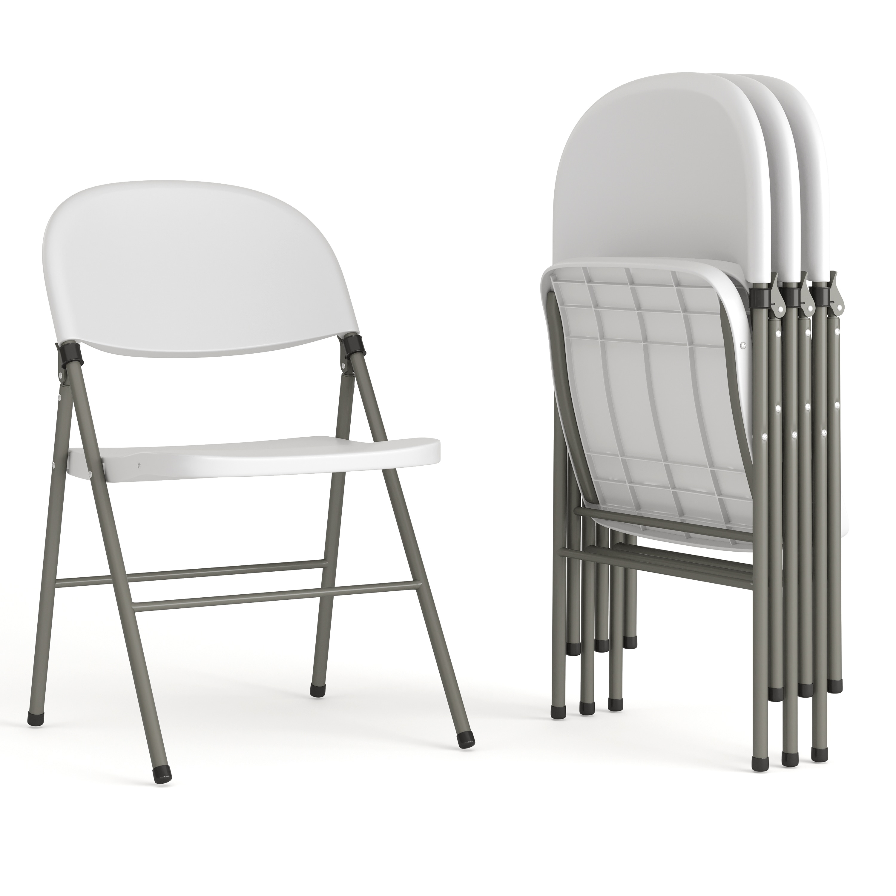 Flash Furniture 889142058168 4 -Pack White Commercial/Residential Standard Folding Chair with Solid Seat ( Indoor )