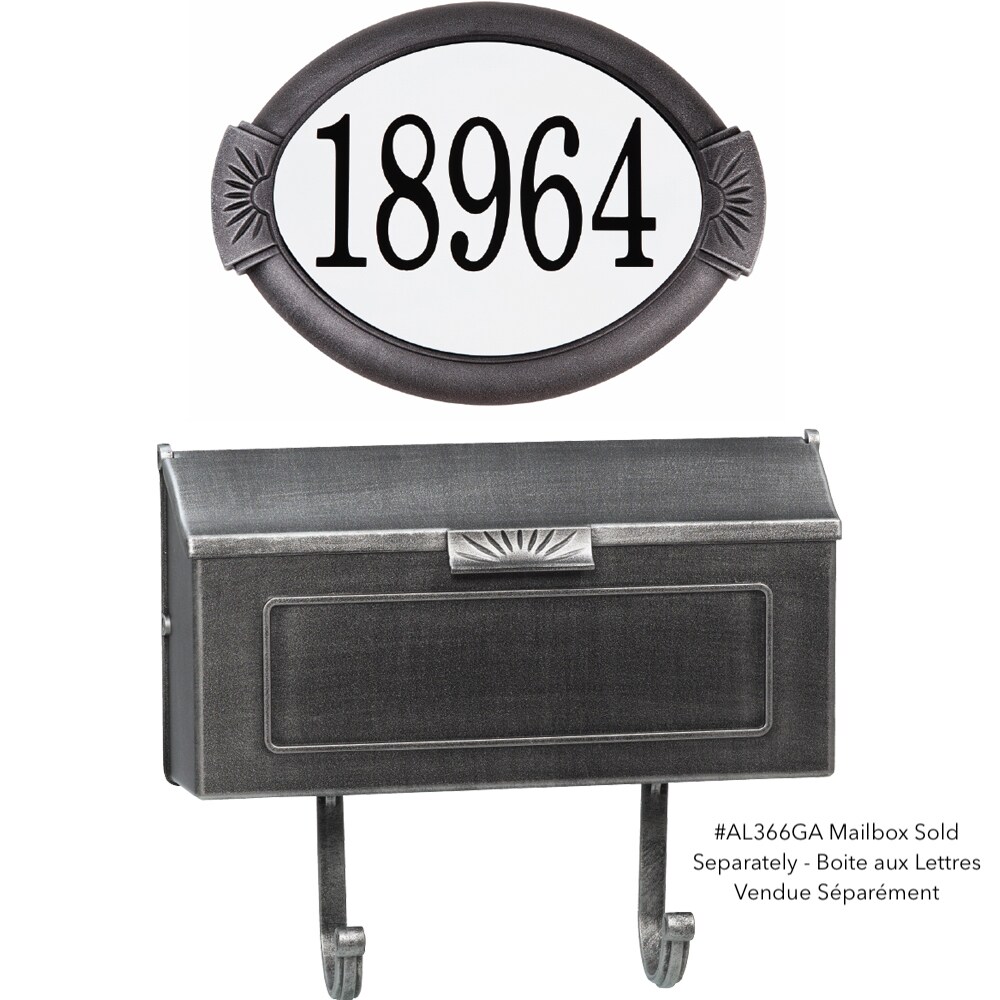 Classic Oval White and Silver Cast Aluminum Address Plaque