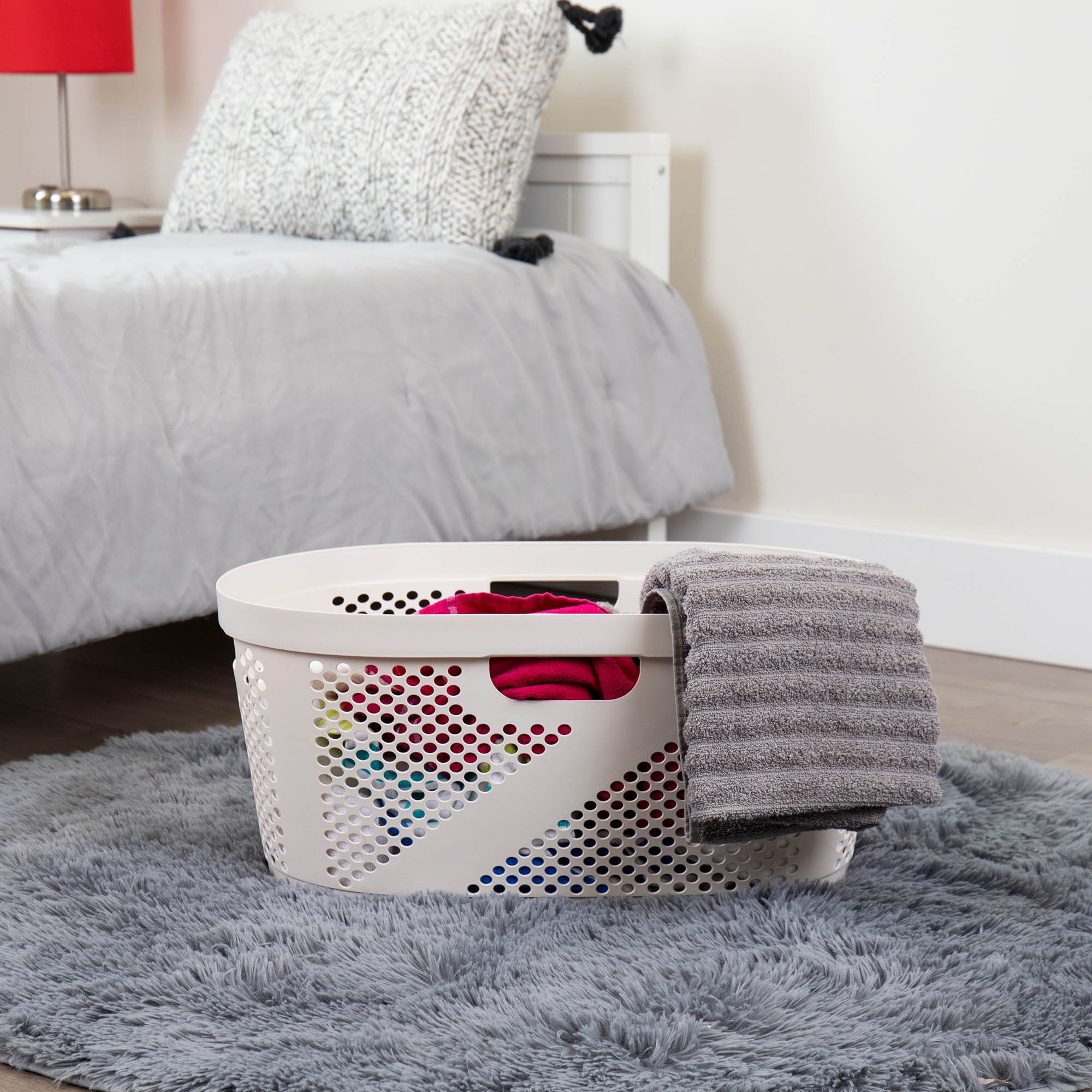 Ivory Plastic Ventilated Laundry Hampers, Set of 2