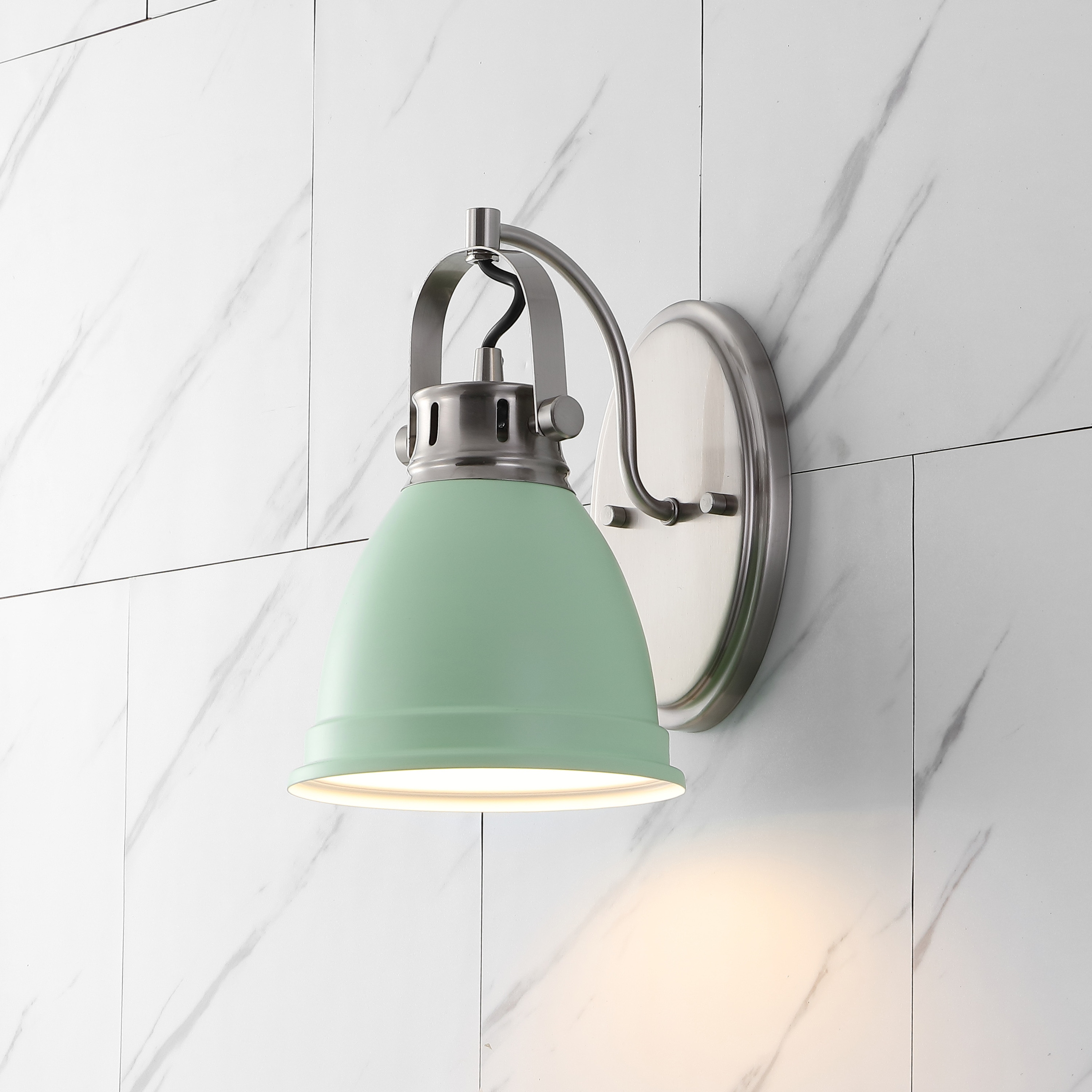 JONATHAN  Y JYL1114C Phineas Iron Farmhouse Bohemian 7-in 1 -Light Polished Green Farmhouse Vanity light