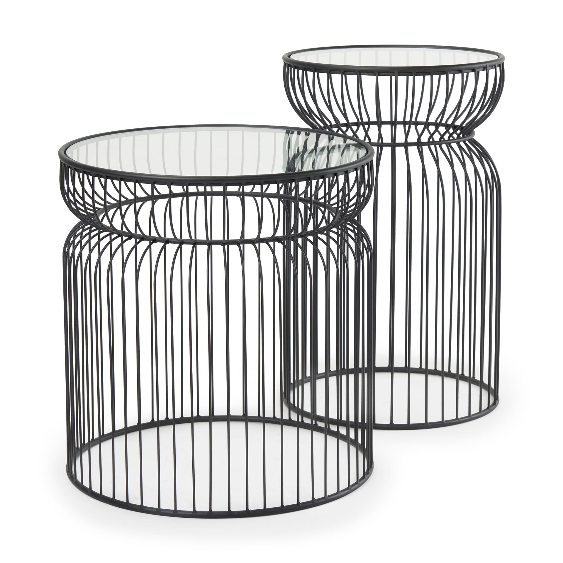 Mercana 70089 30.71-in W x 20.08-in H Black Glass Round Farmhouse End Table