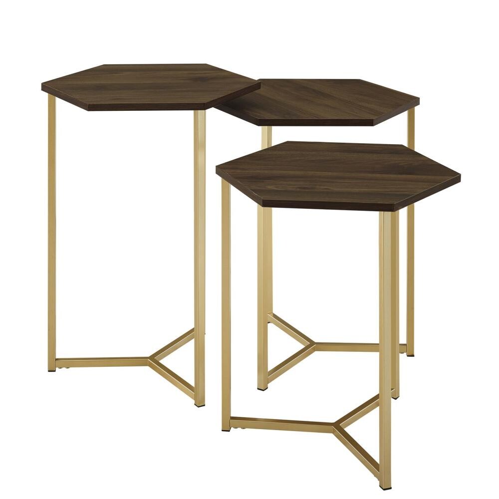  LWF16HEX3DW 3-Piece Dark Walnut Accent Table Set